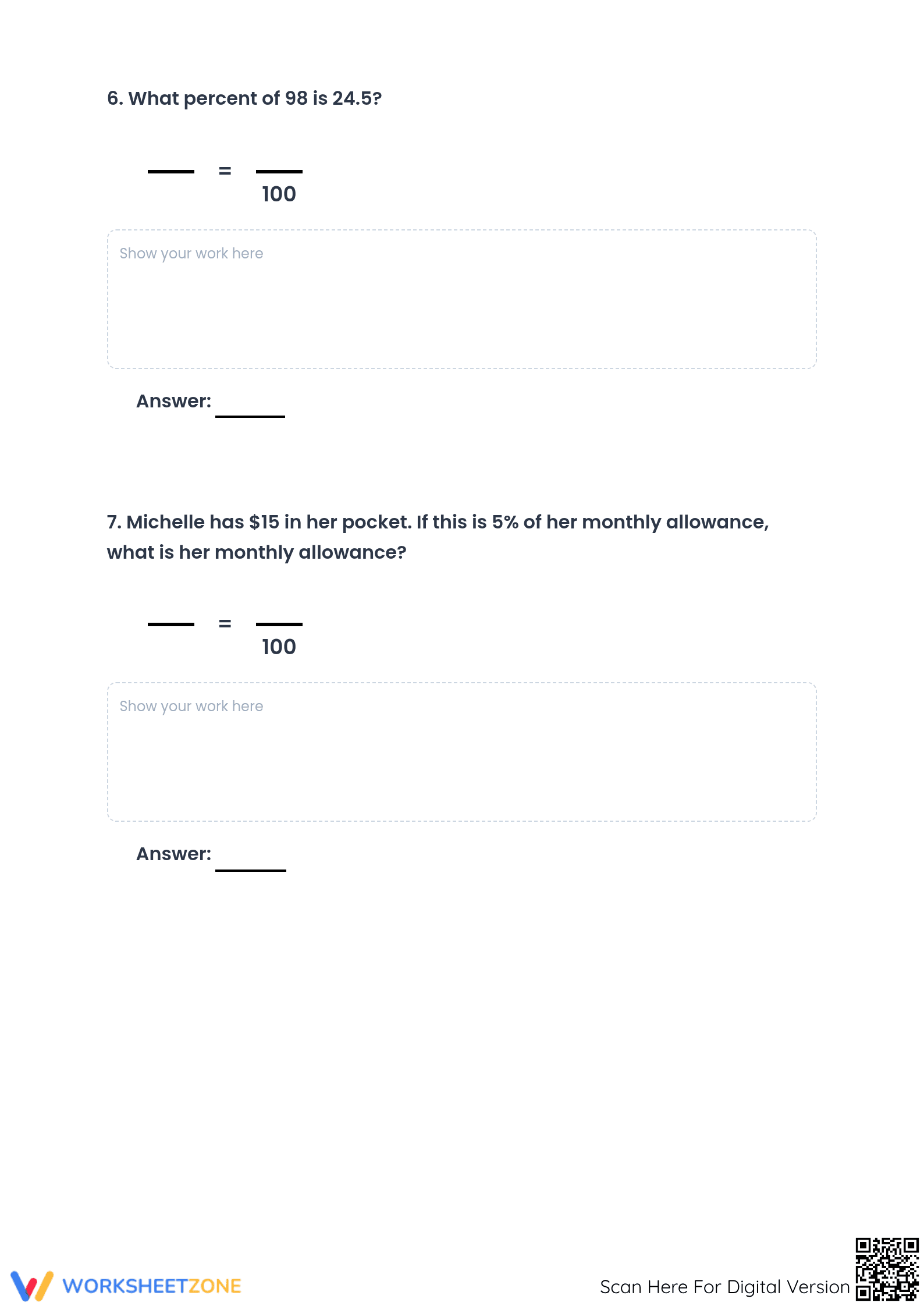 Essential Grade 7 Percent Proportion Practice Worksheet - Page 4