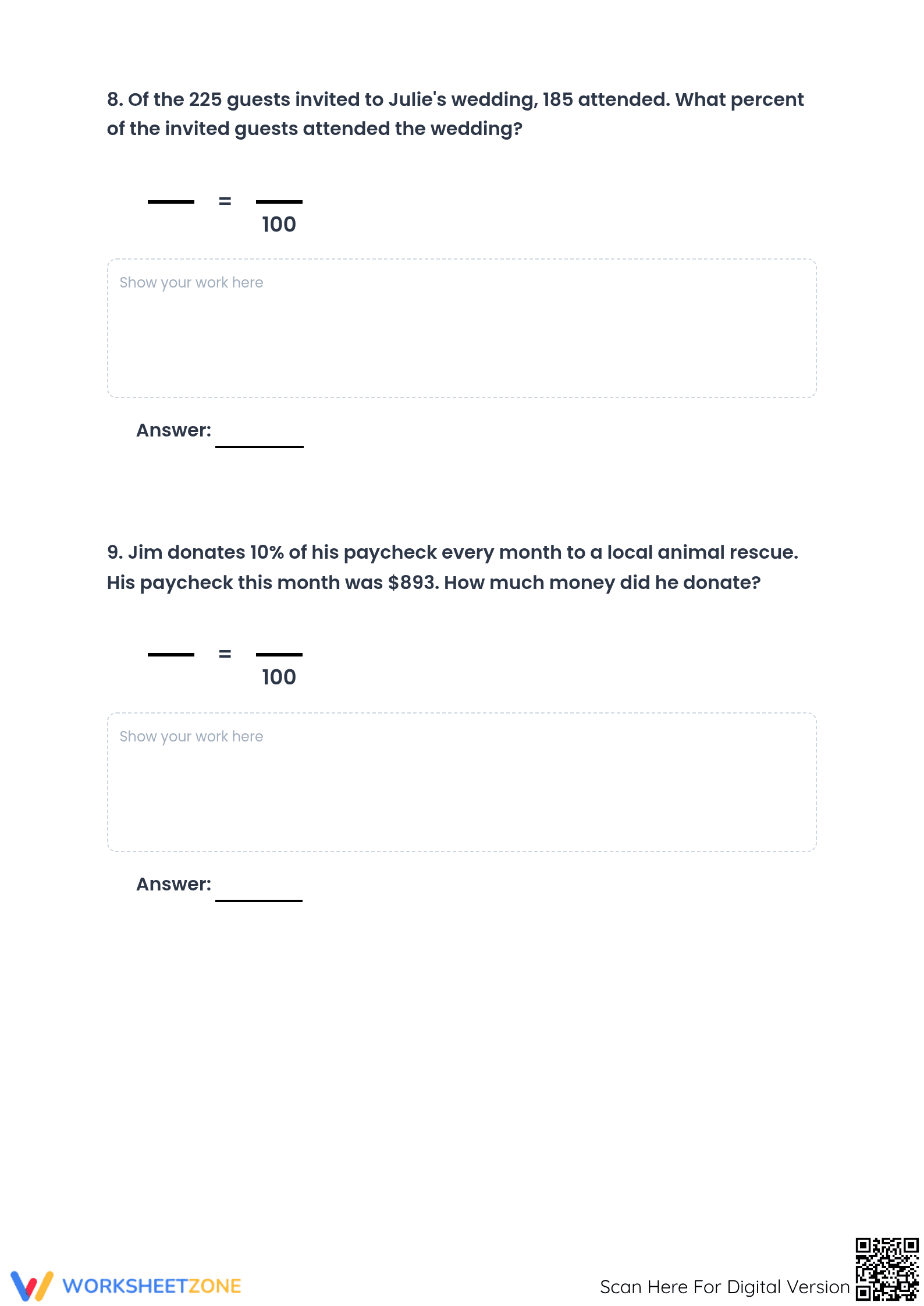Essential Grade 7 Percent Proportion Practice Worksheet - Page 5