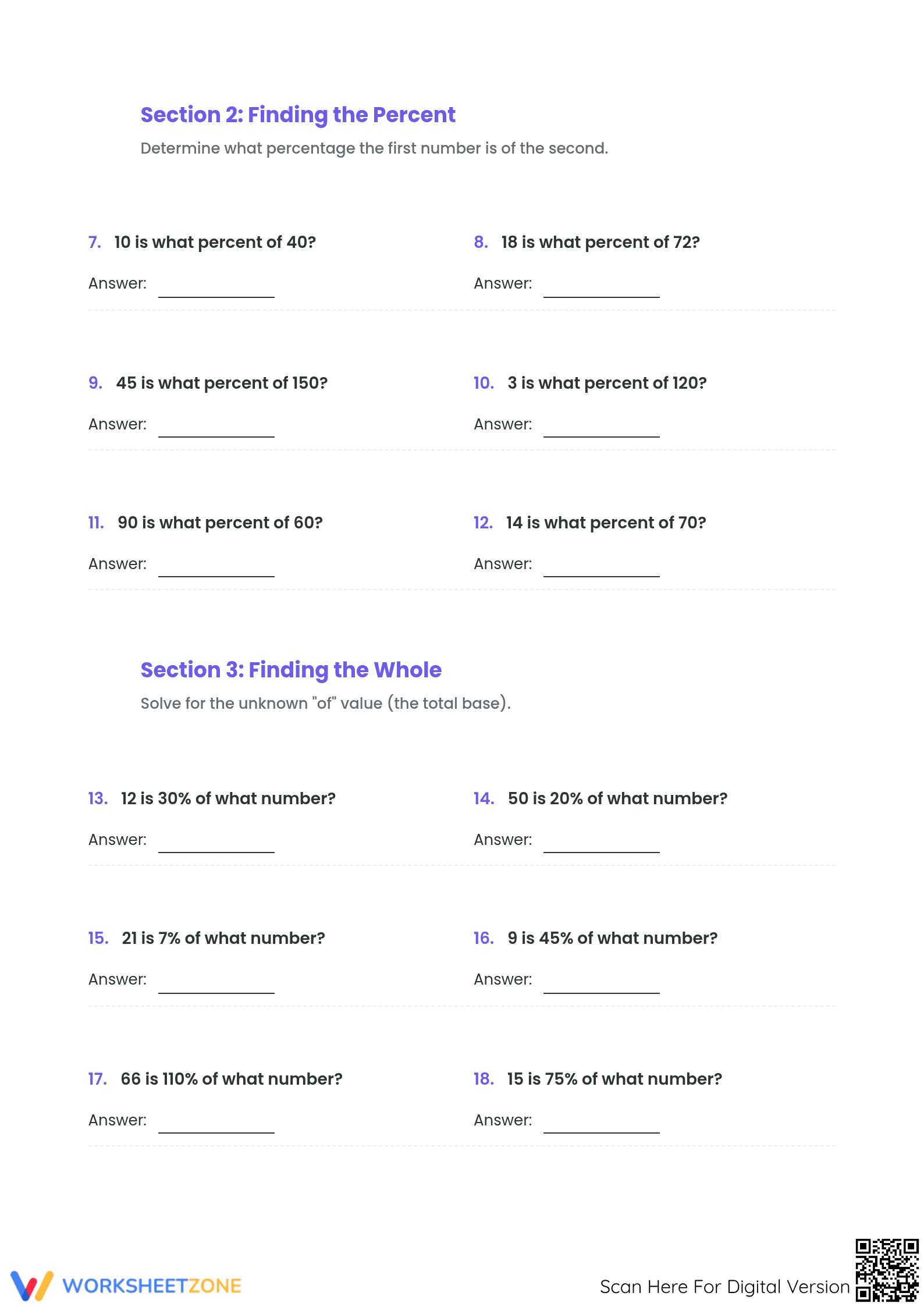 Essential Percent Proportion Worksheet | Grade 7 Math - Page 2