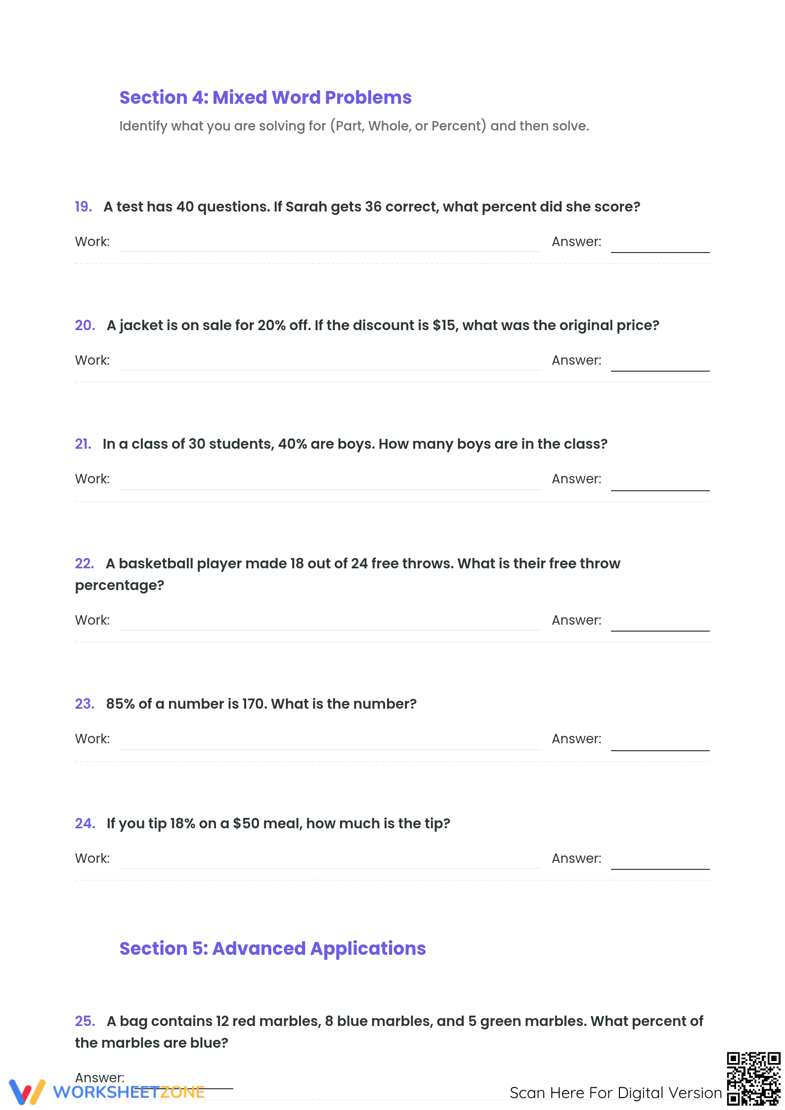 Essential Percent Proportion Worksheet | Grade 7 Math - Page 3