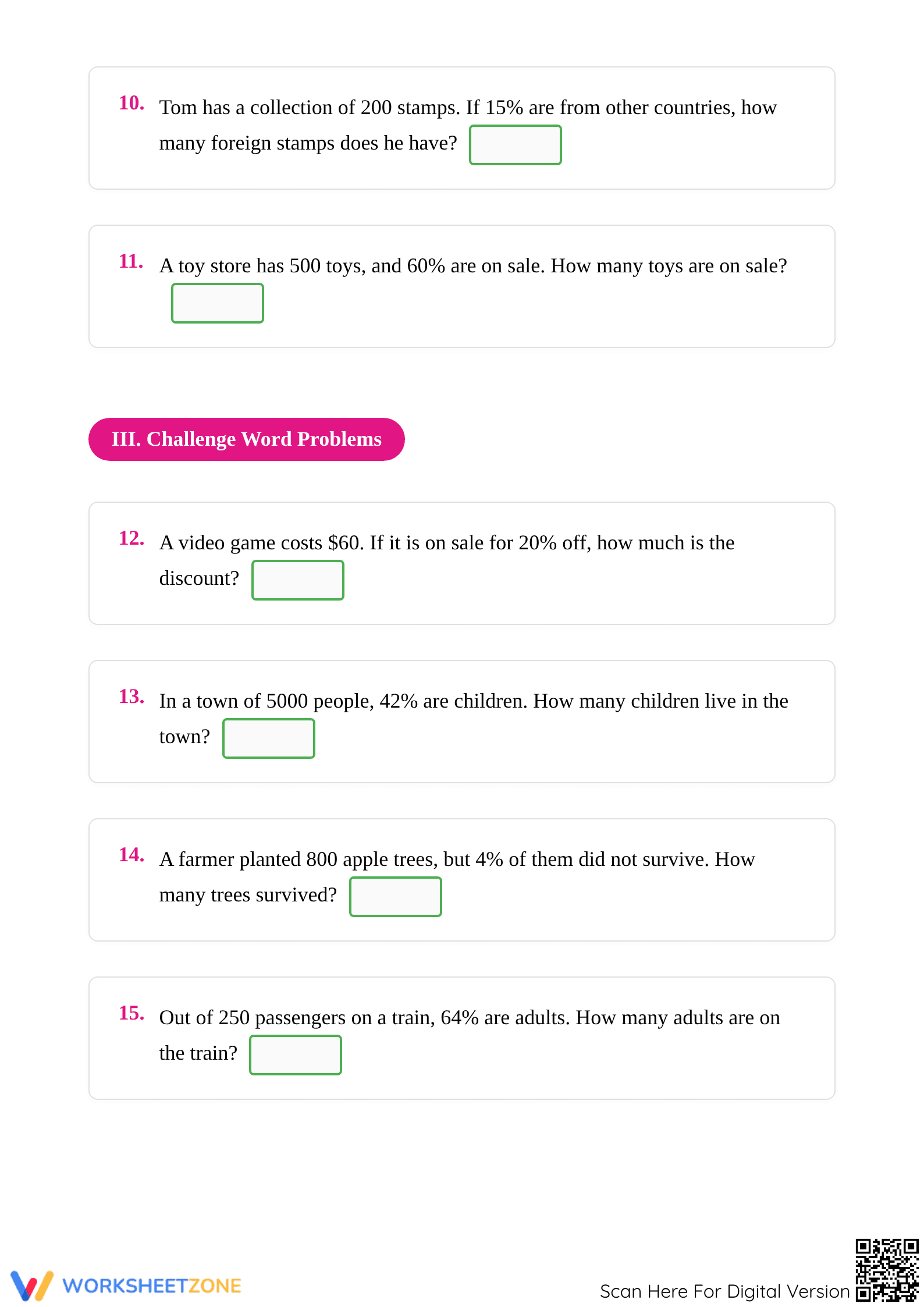Printable Percentage Practice Worksheet | Grade 5-6 Math - Page 3