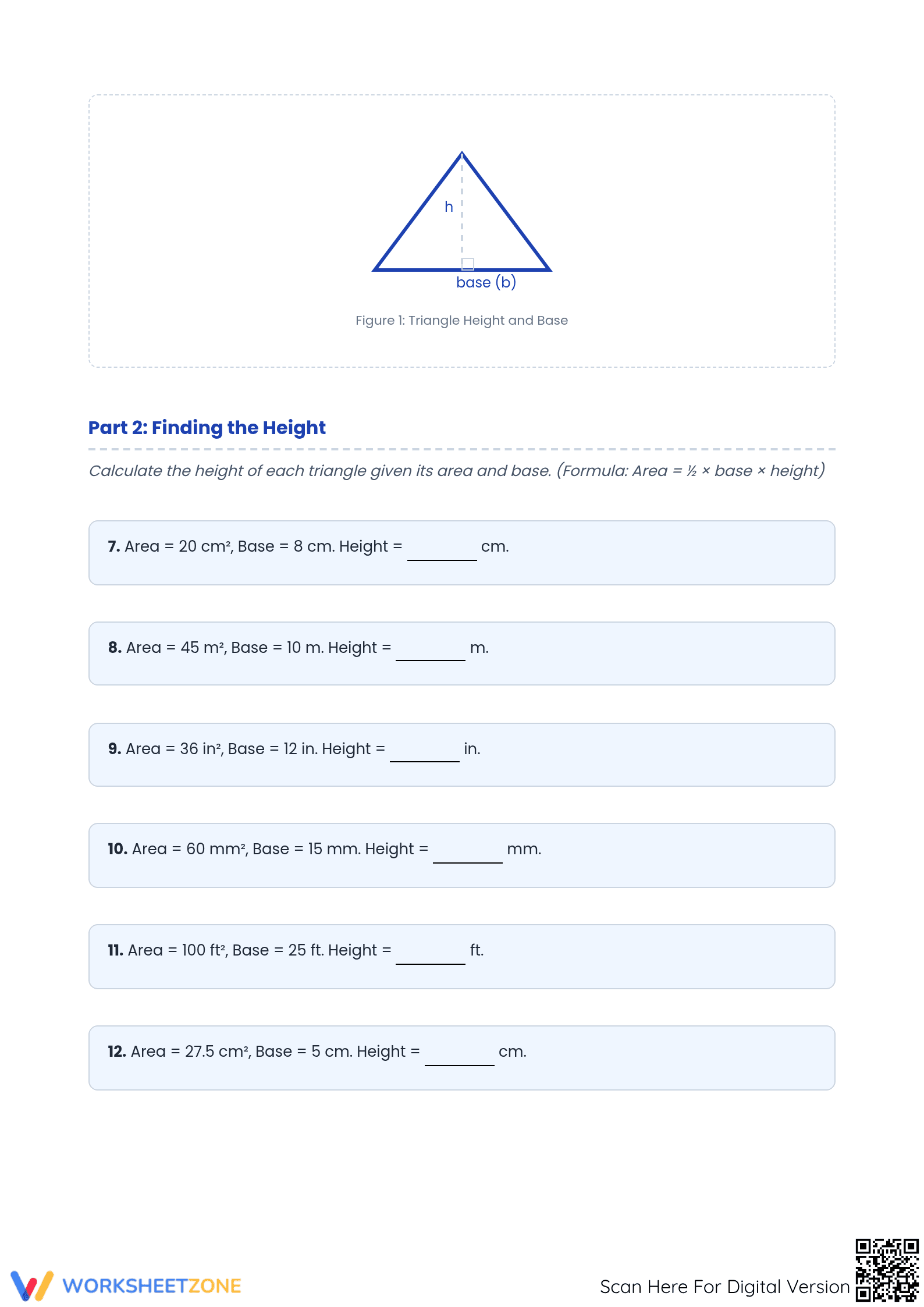 Essential Grade 6 Triangle Perimeter and Height Worksheet - Page 2