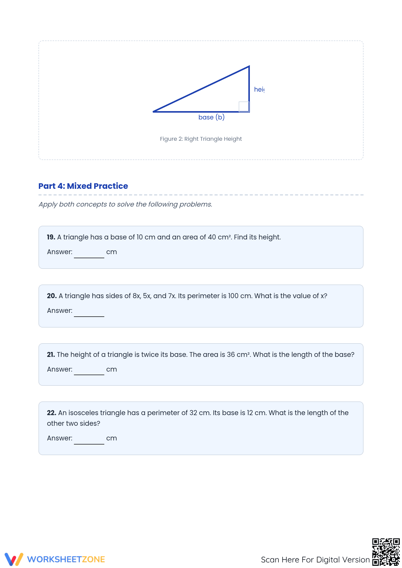 Essential Grade 6 Triangle Perimeter and Height Worksheet - Page 4