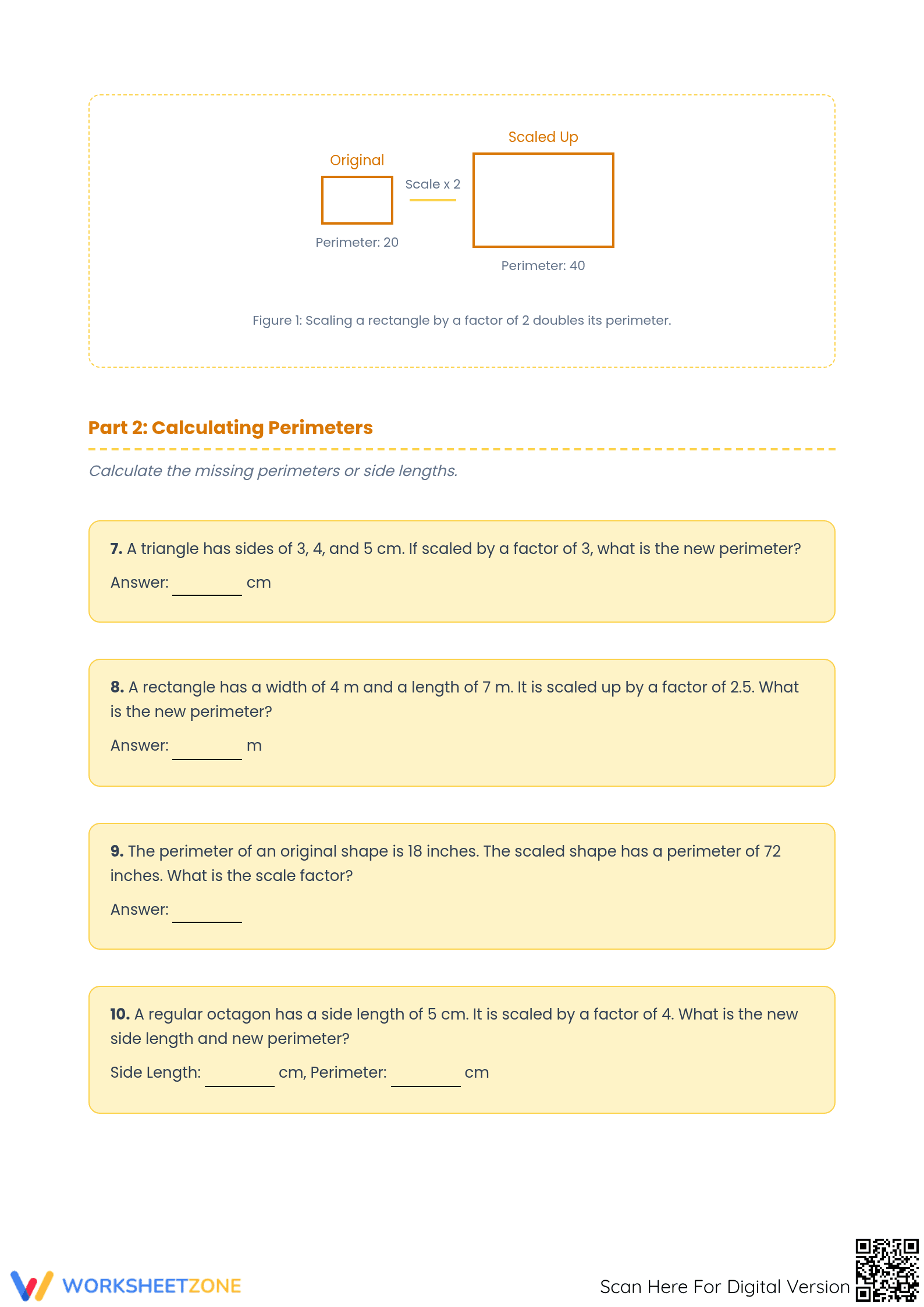 Perimeter Scaling Up Worksheet | Grade 7 Essential Math - Page 2