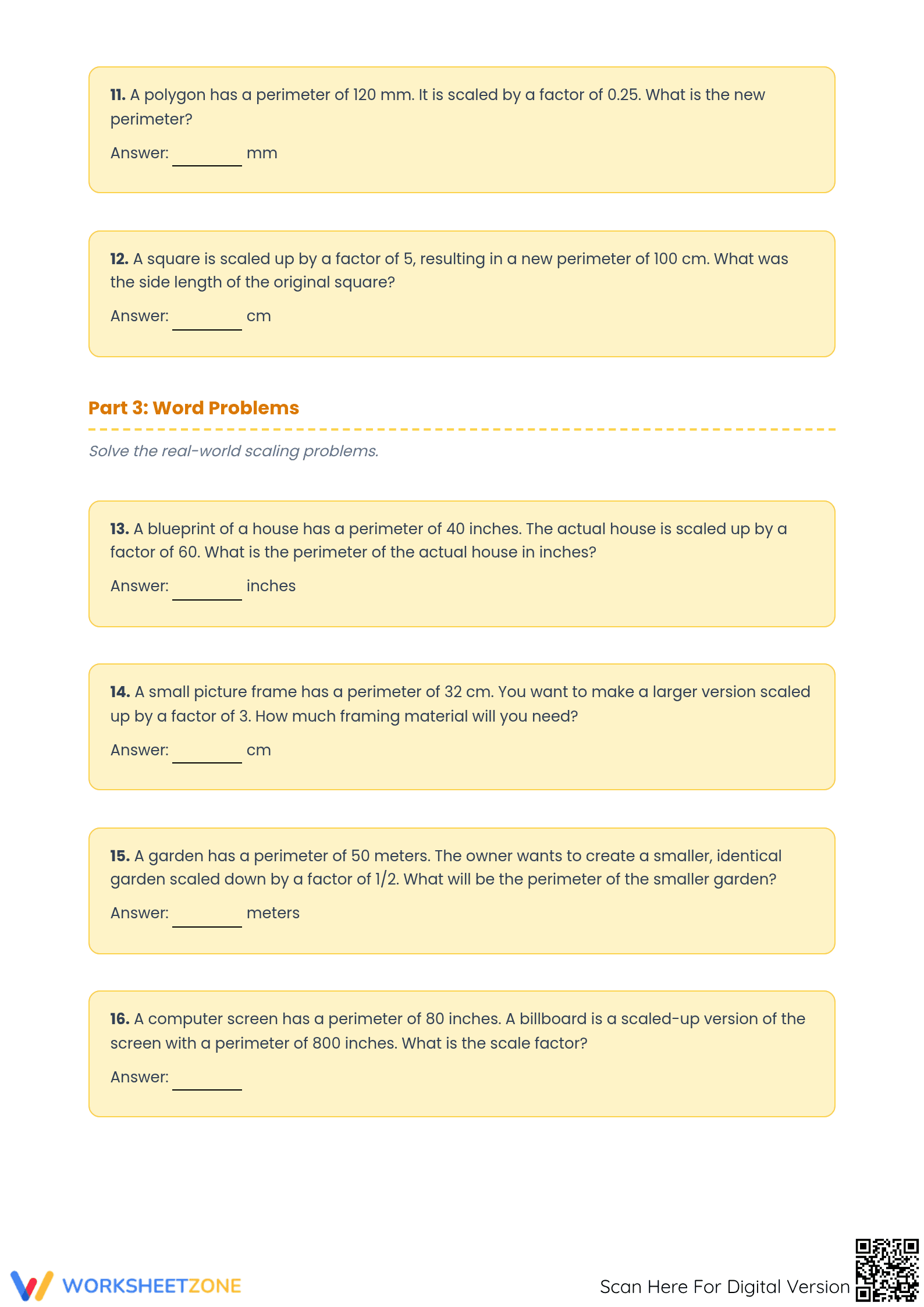 Perimeter Scaling Up Worksheet | Grade 7 Essential Math - Page 3