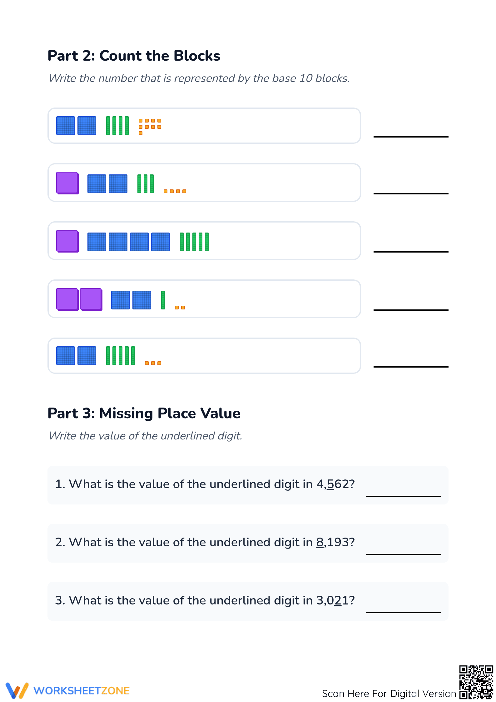 Essential Base 10 Blocks Worksheet | Grade 2-4 Math - Page 2