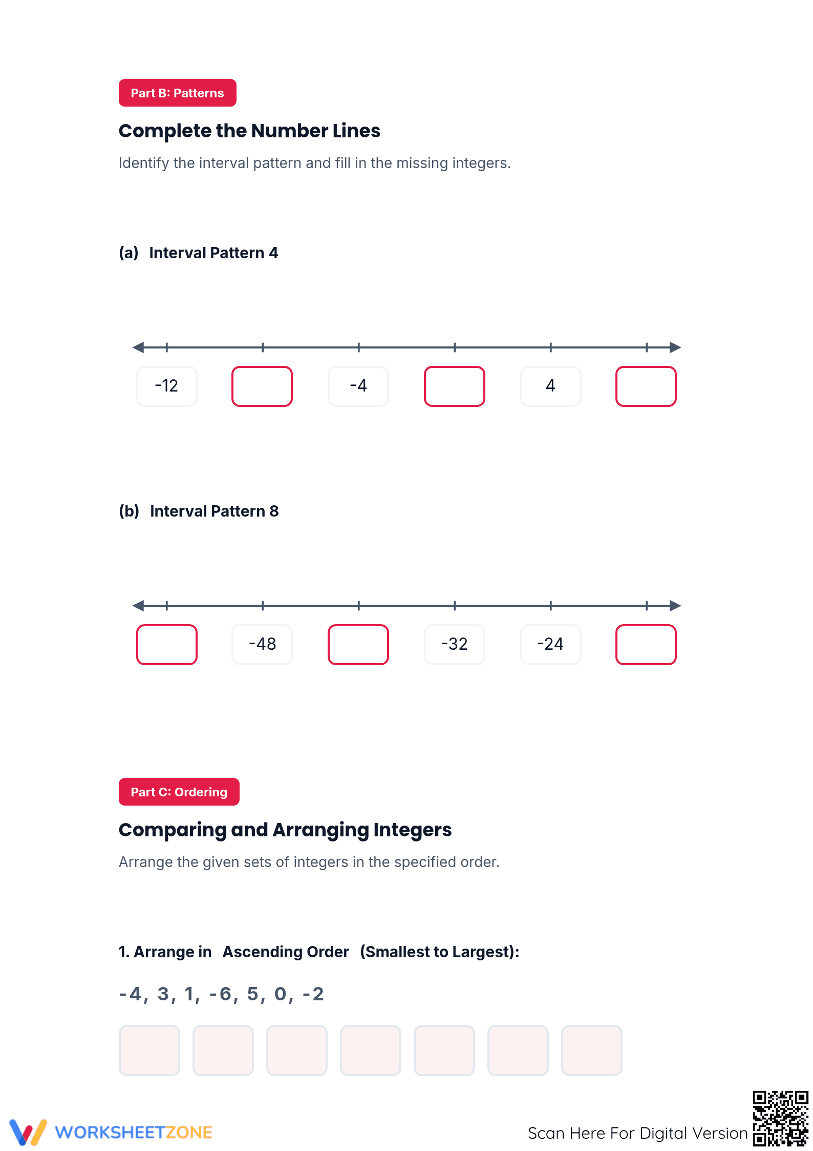 Aligned Positive and Negative Integers Worksheet | Grade 7 - Page 2