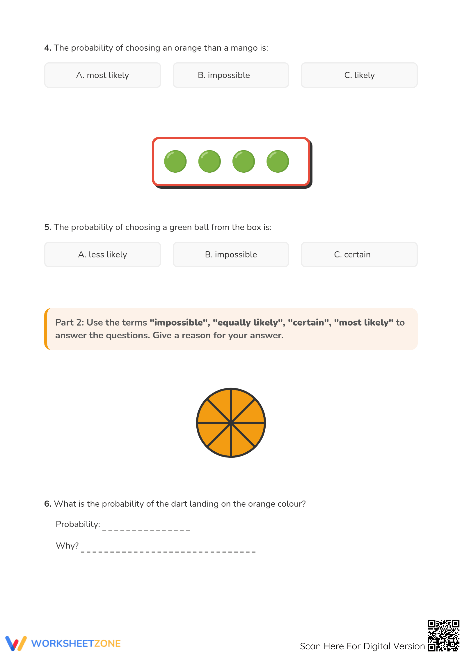 Essential Probability Worksheet | Grade 3 Printable Math - Page 2