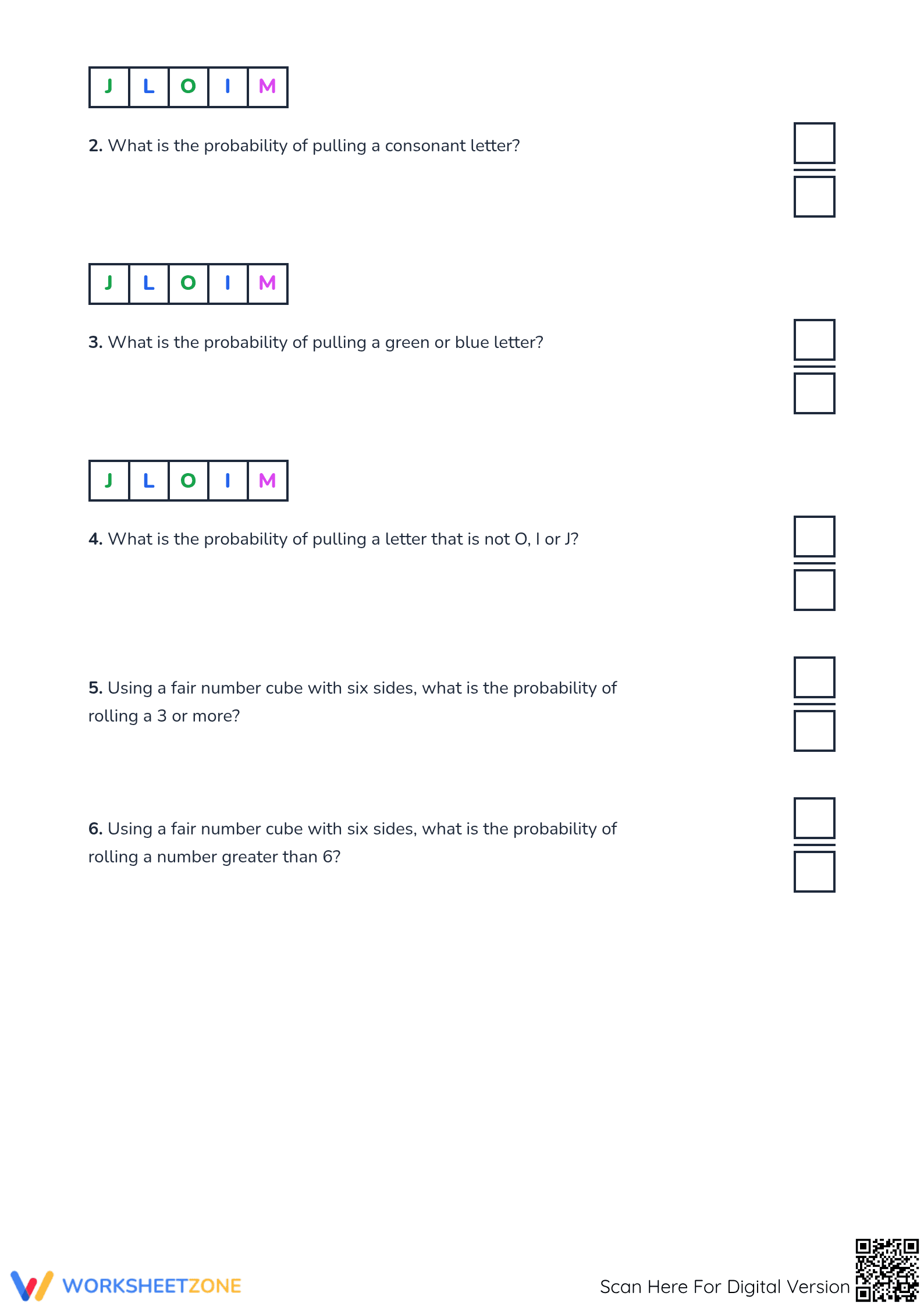 Essential Probability with Fractions Worksheet | Grade 5 - Page 2