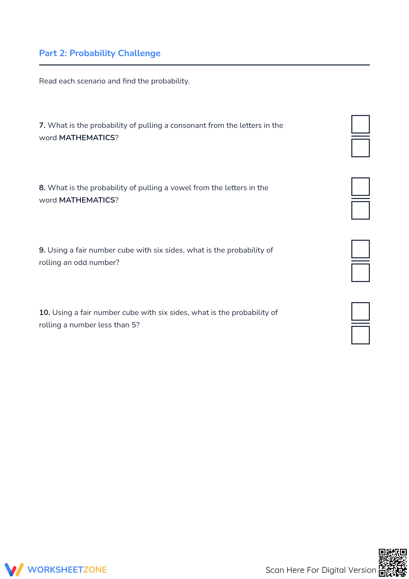 Essential Probability with Fractions Worksheet | Grade 5 - Page 3