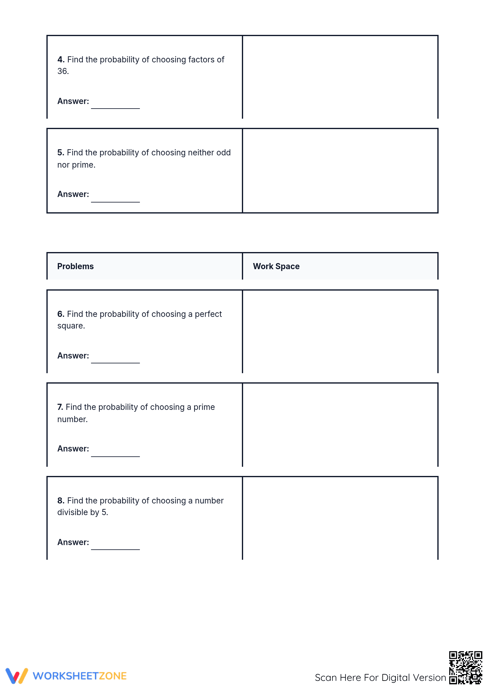 Essential Probability of Numbers Worksheet | Grade 7 Math - Page 2