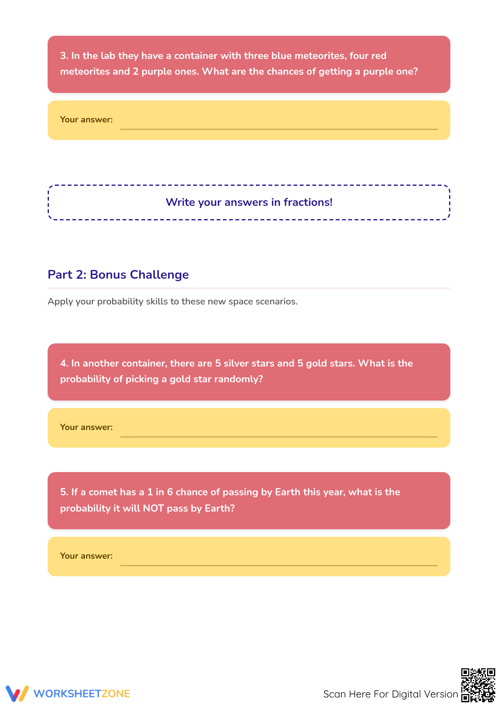 Printable Probability in Space Worksheet | Grades 4-7 Math - Page 2