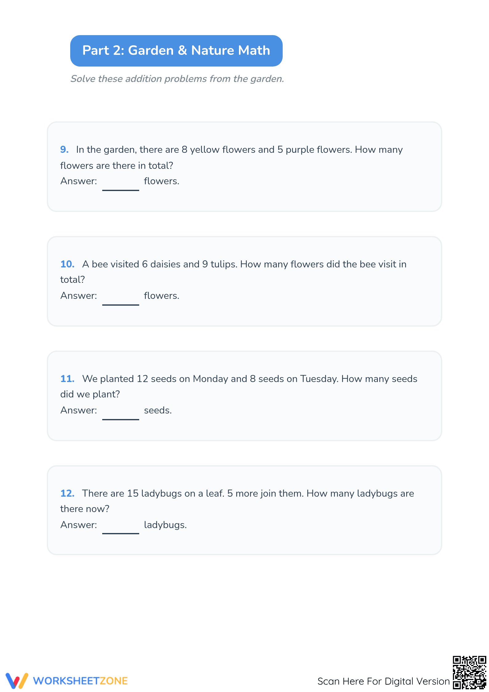 Printable Addition Word Problems Worksheet | Grade 1-2 - Page 3