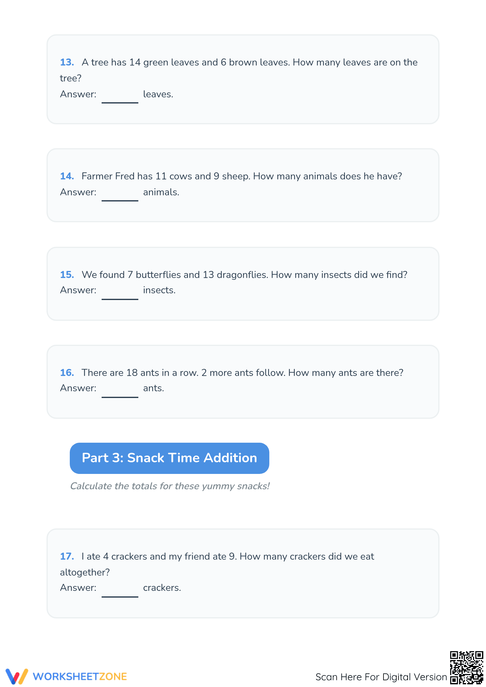Printable Addition Word Problems Worksheet | Grade 1-2 - Page 4