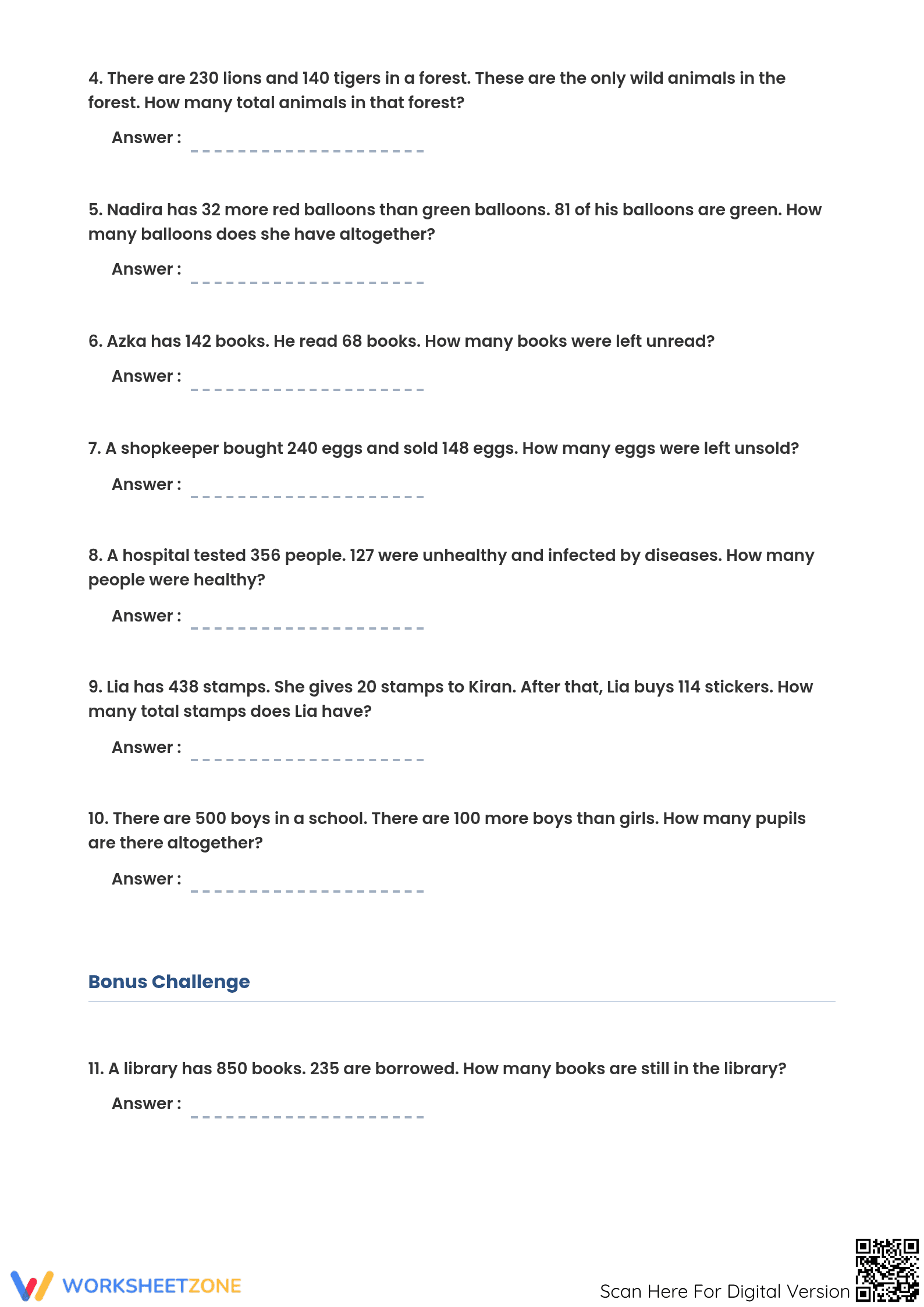 Essential Grade 4 Addition and Subtraction Word Problems - Page 2