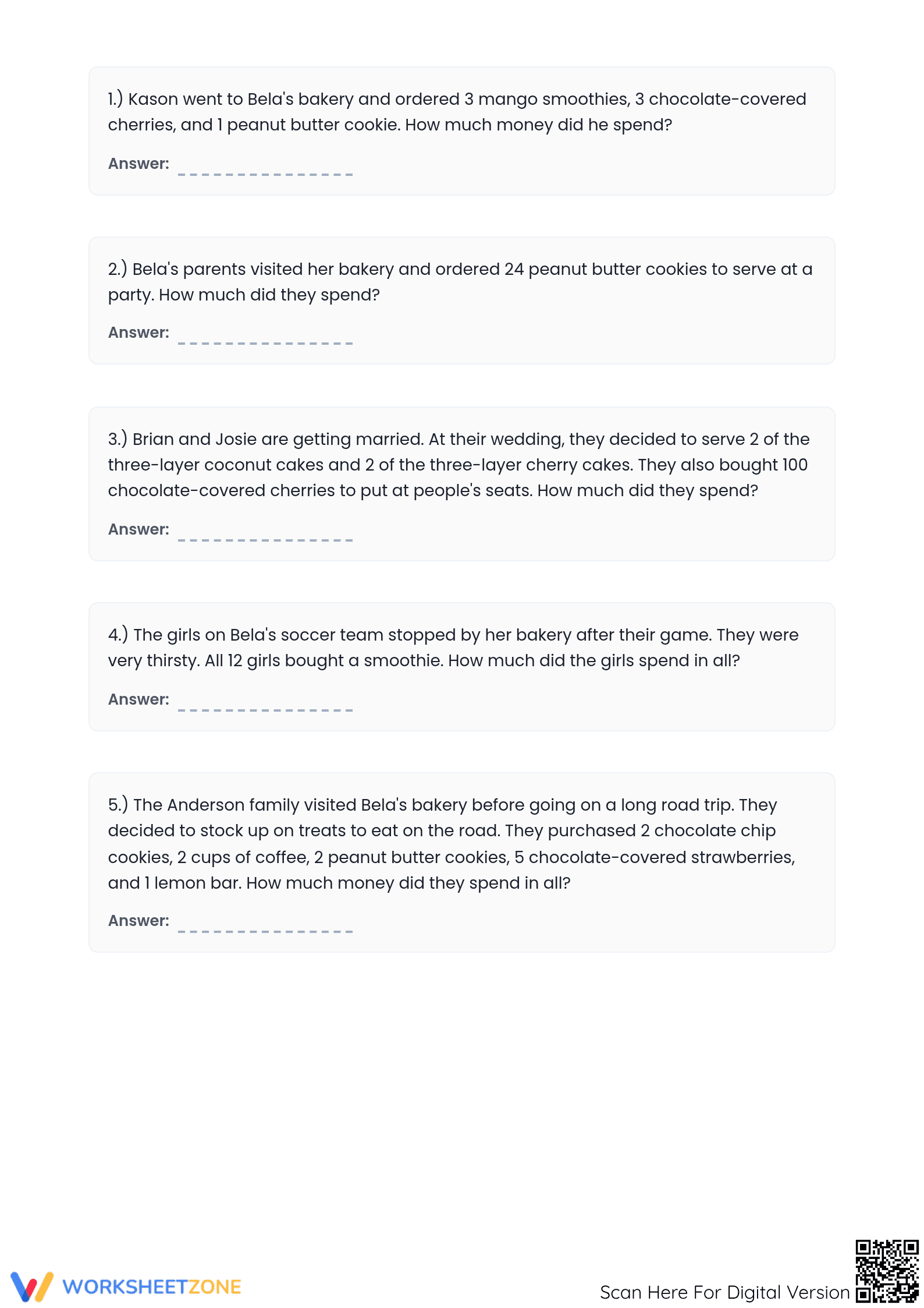 Essential Bakery Math Word Problems | Grade 6-8 Printable - Page 2