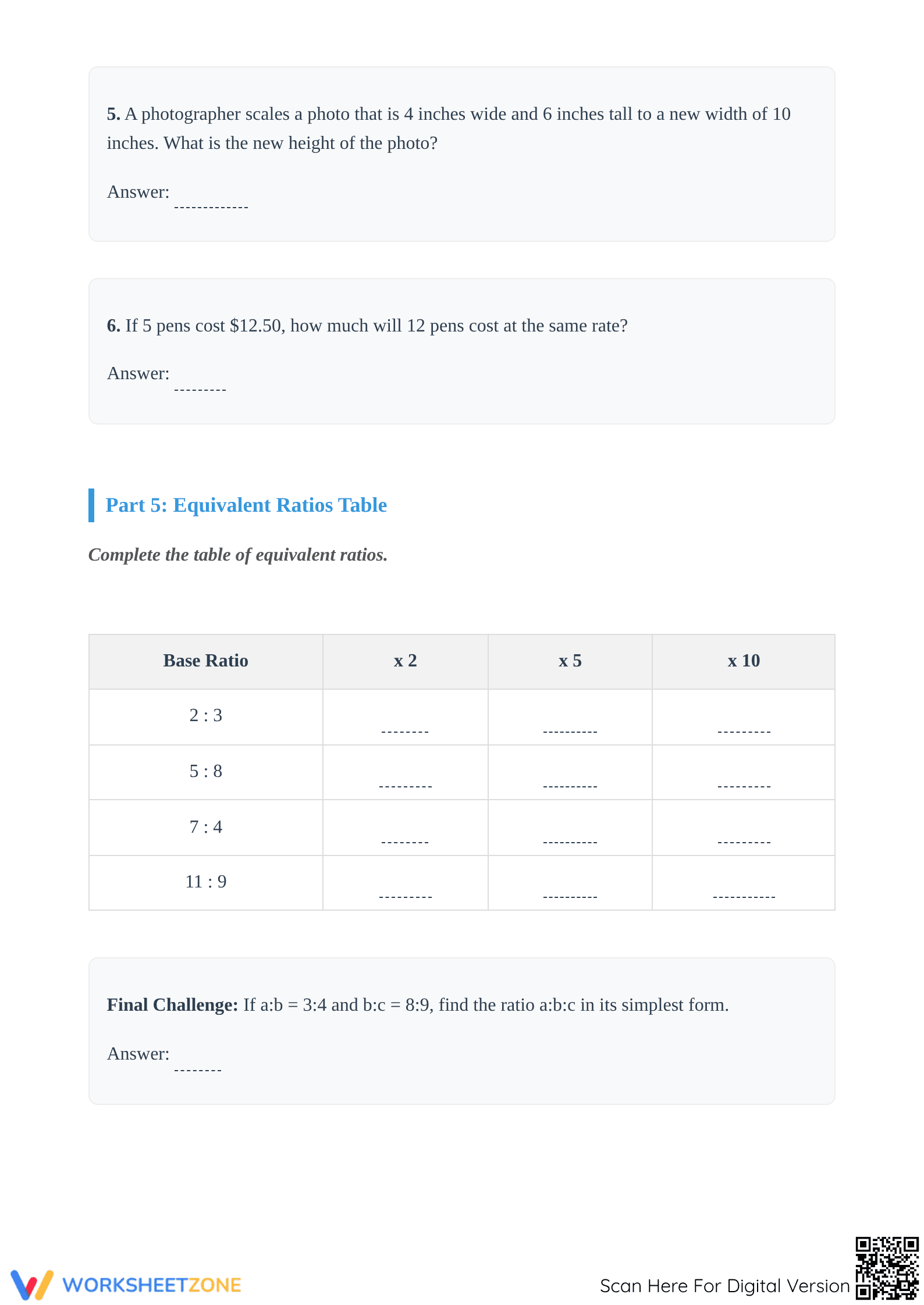 Essential Ratio and Proportion Worksheet | Grade 6-7 Math - Page 5