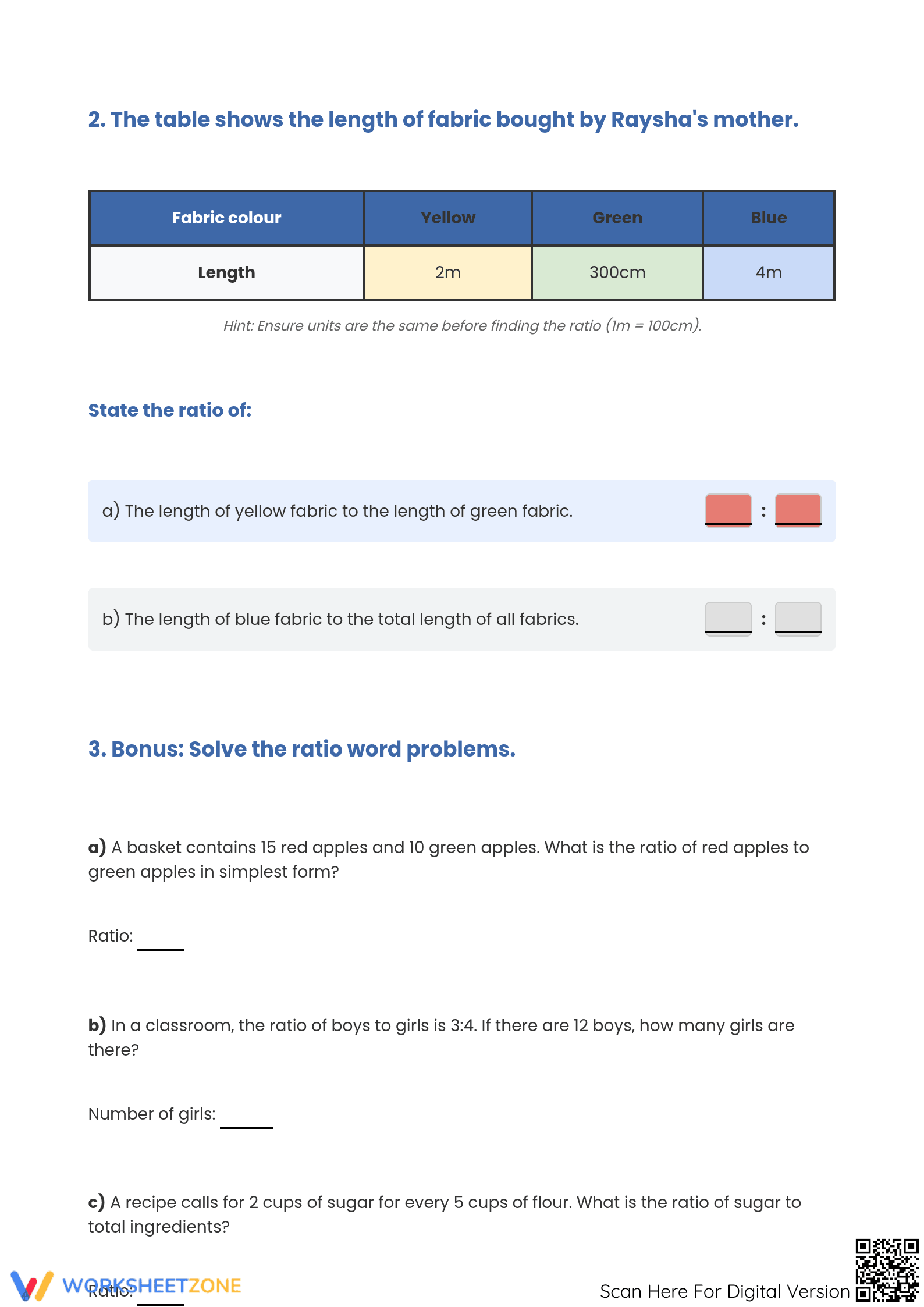 Printable Ratio Practice Worksheet | Grade 6 Math Essential - Page 2