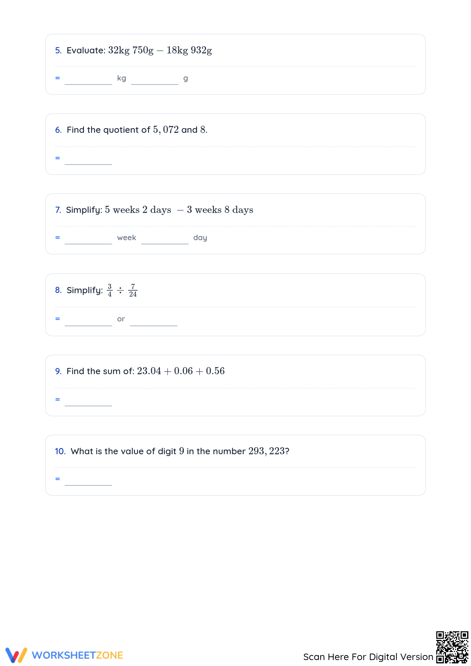 Essential Grade 6 Math Revision | PSR Remedial Worksheet - Page 2
