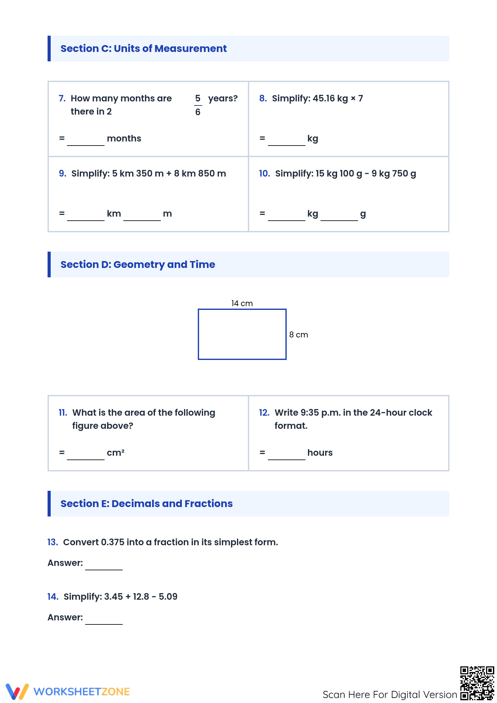 Essential Grade 6 Math Revision | PSR Printable Worksheet - Page 2