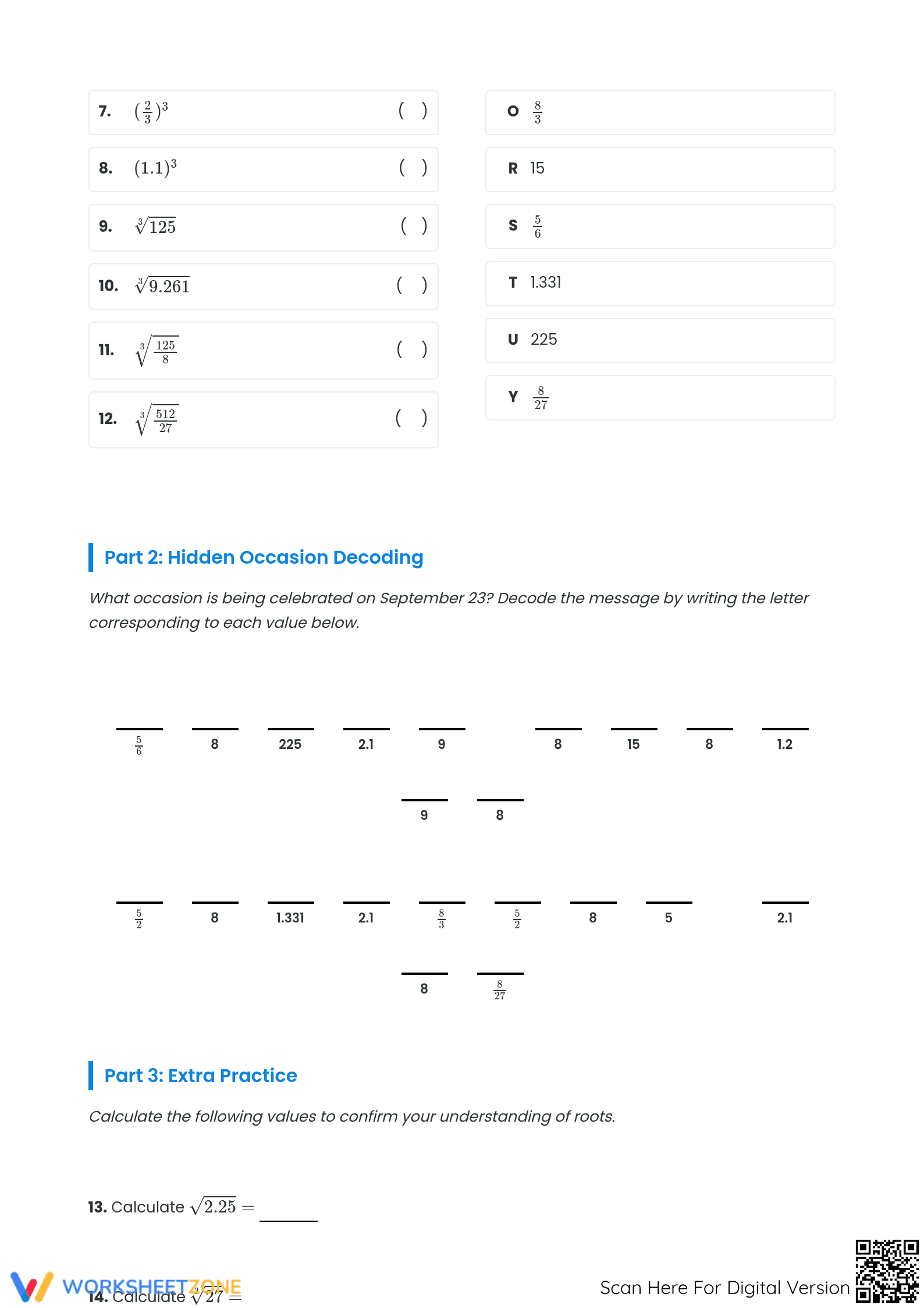 Square and Cube Roots Worksheet | Grade 8 Essential - Page 2
