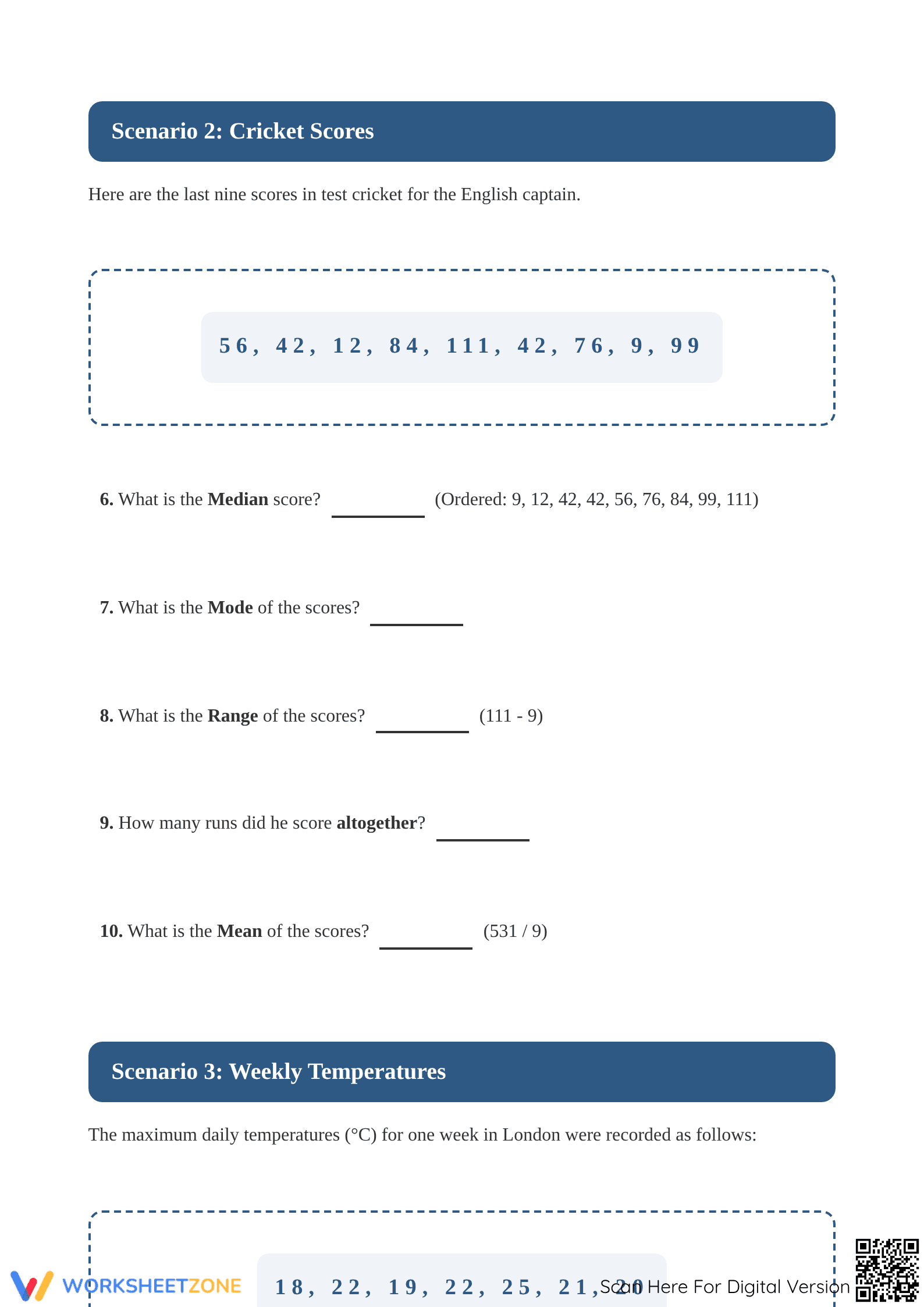 Mean Median Mode Range Worksheet | Essential Grade 6 Math - Page 2