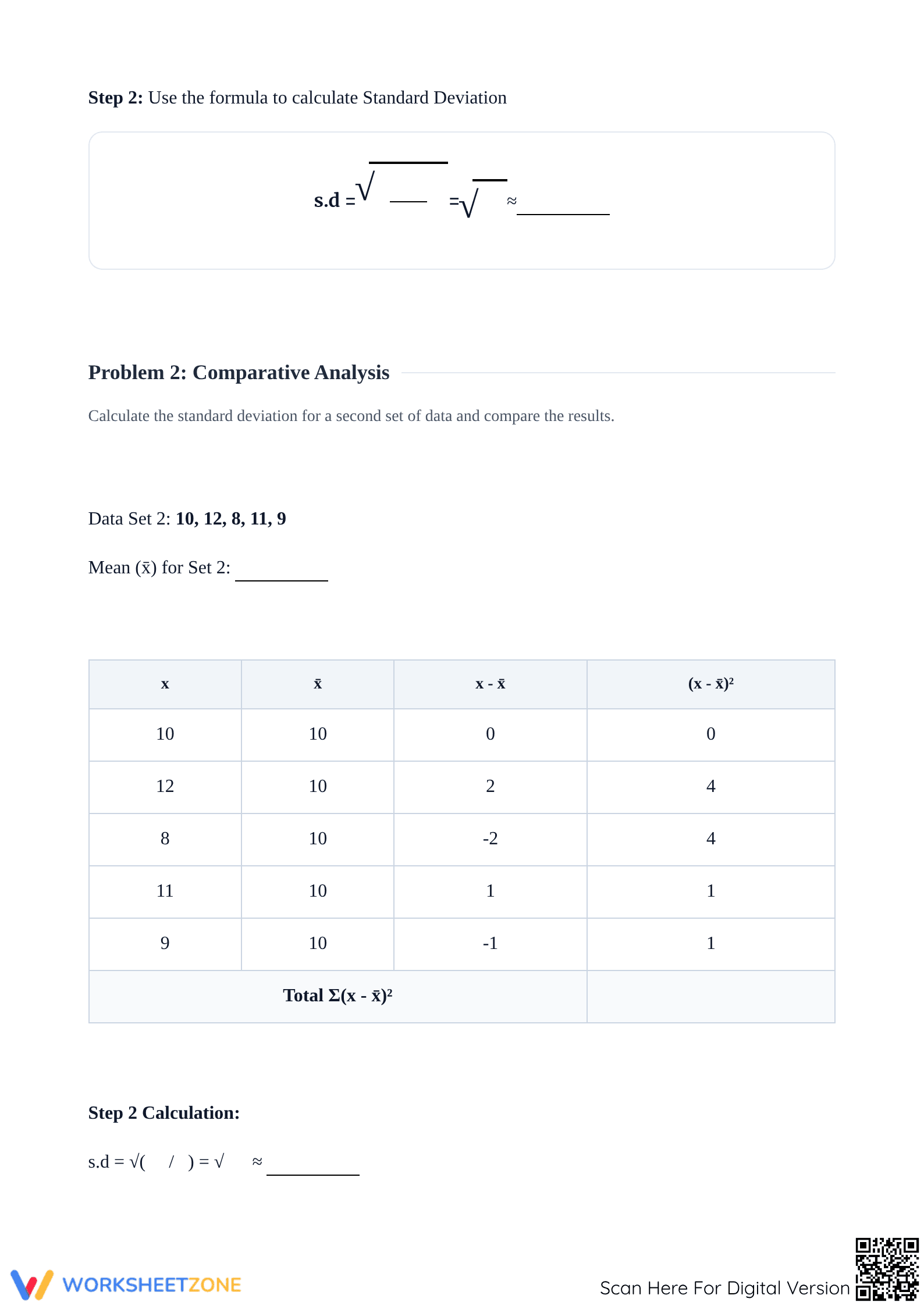 Essential Standard Deviation Worksheet | High School Math - Page 2