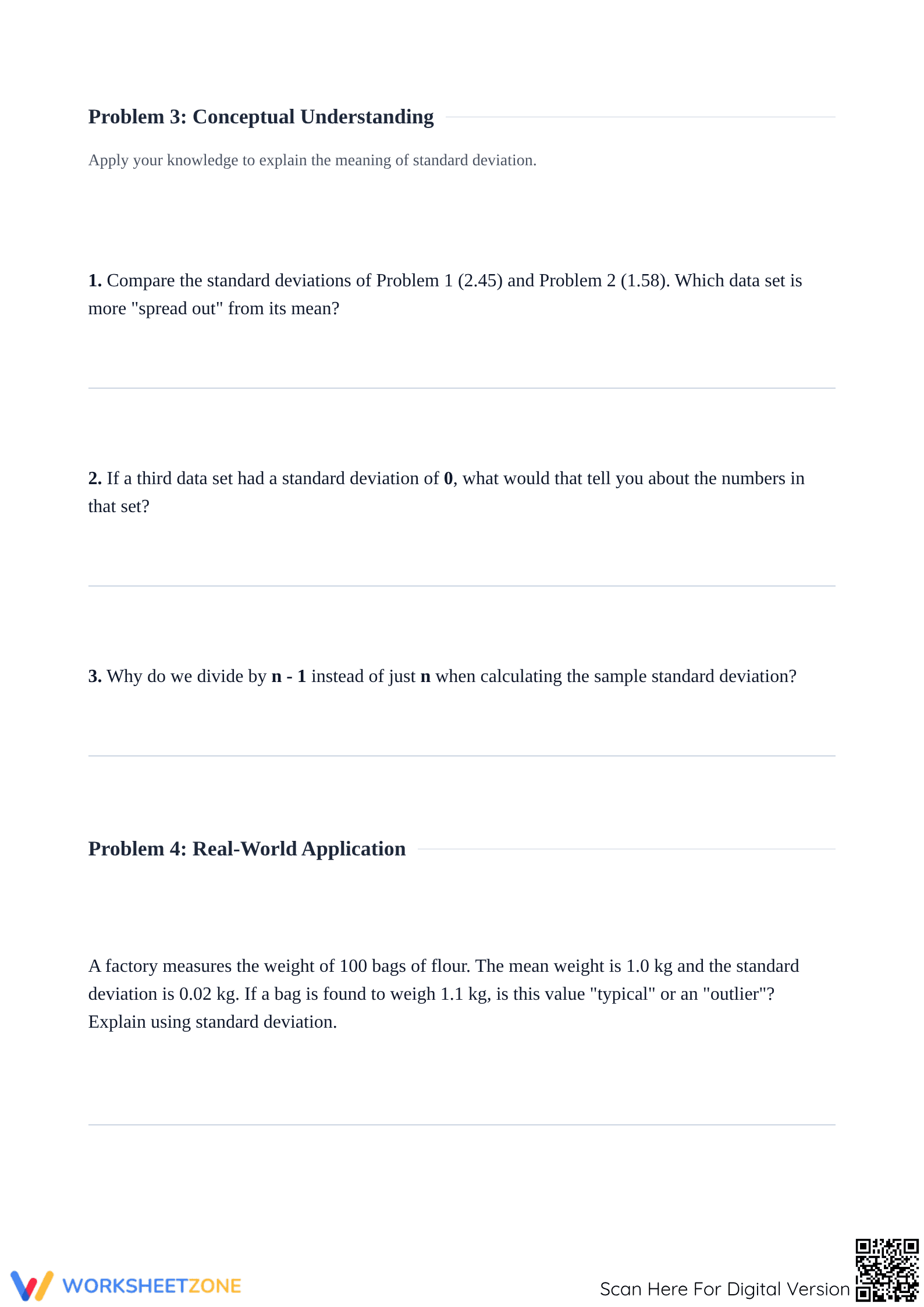 Essential Standard Deviation Worksheet | High School Math - Page 3
