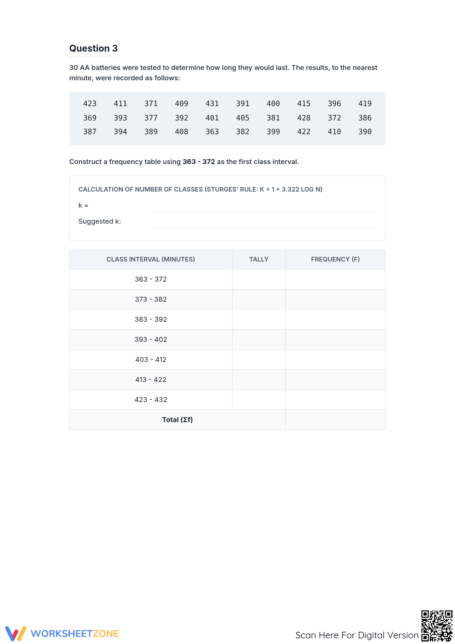 Essential Statistics Worksheet: Grouped Data | Grade 10 Math - Page 3
