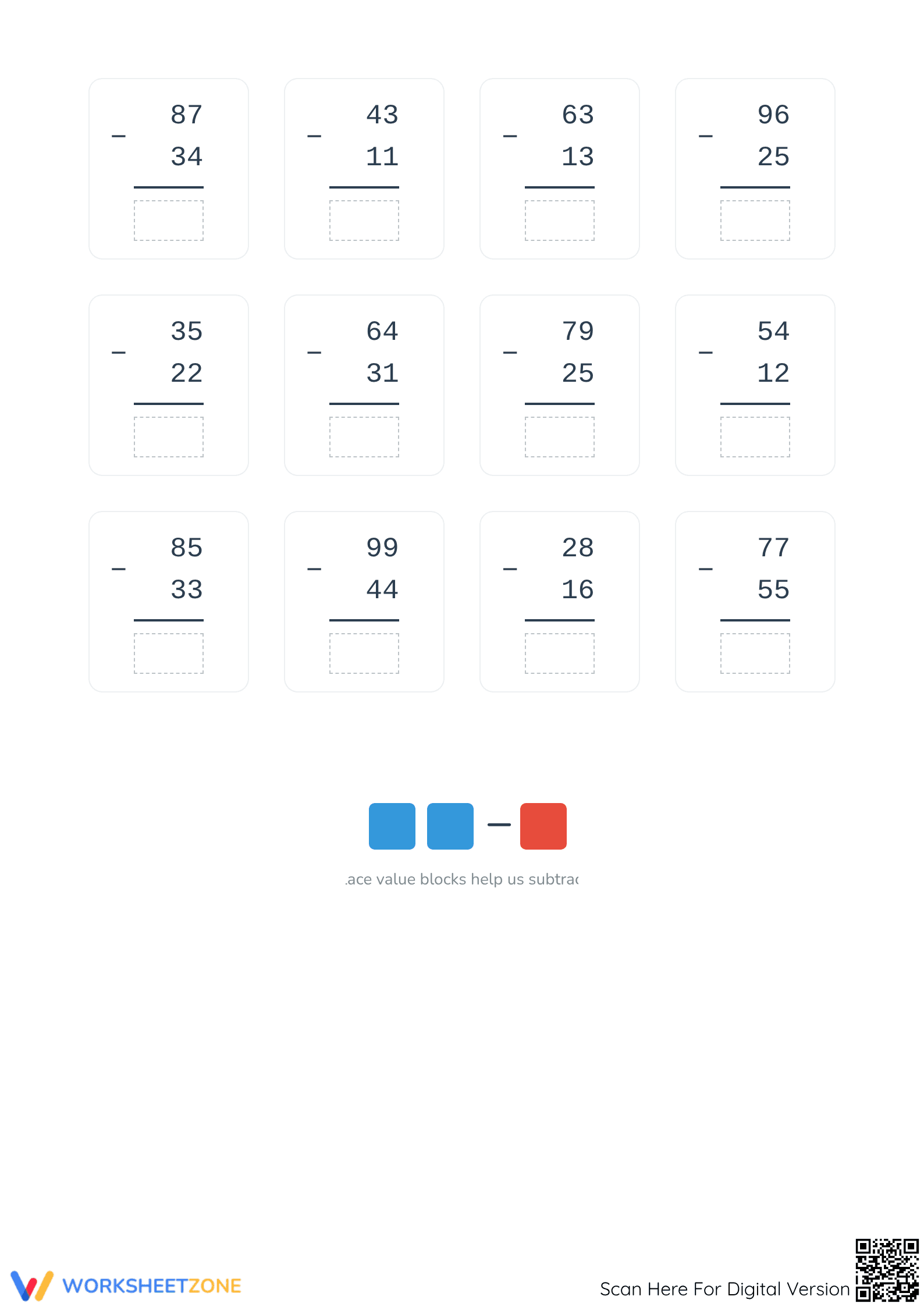 Essential 2-Digit Subtraction Without Regrouping Worksheet - Page 2