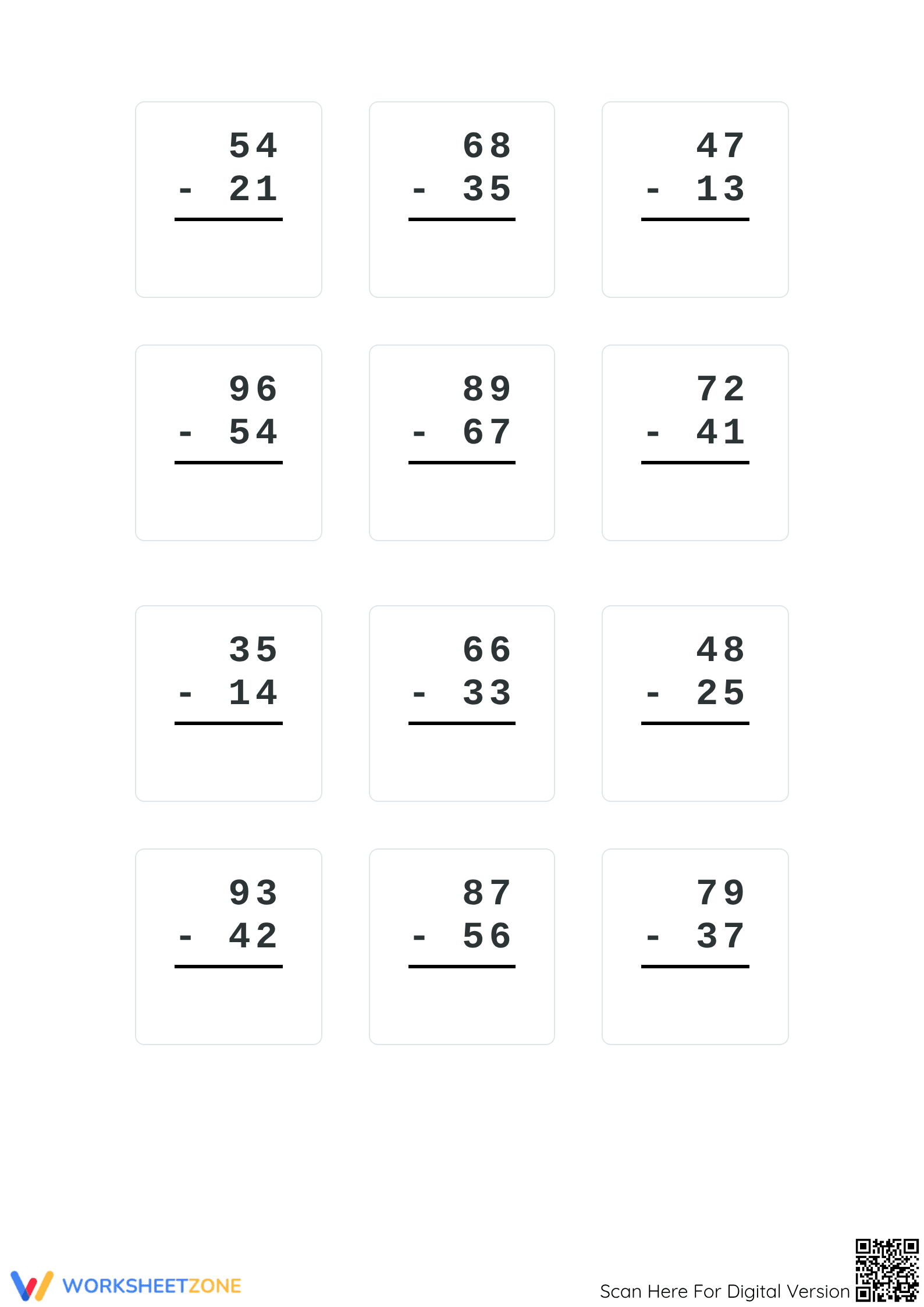 Printable Grade 2 Subtraction Without Renaming Worksheet - Page 3