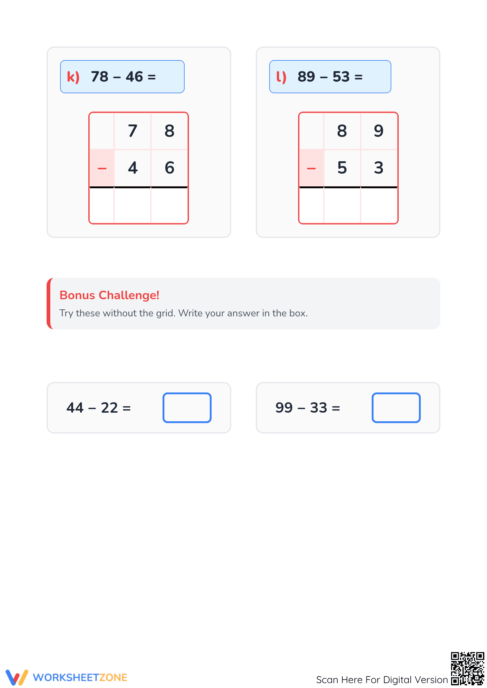Printable 2-Digit Subtraction Without Borrowing Worksheet - Page 4