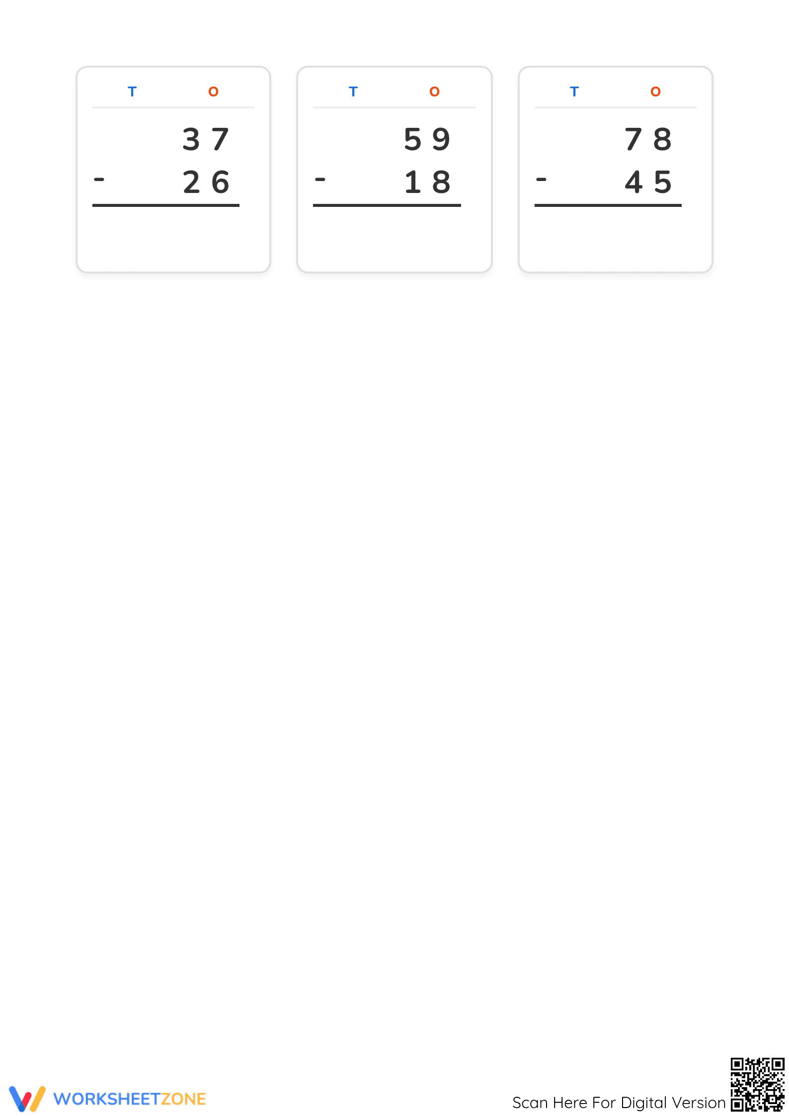 Printable Grade 1 2-Digit Subtraction Worksheet - Page 4