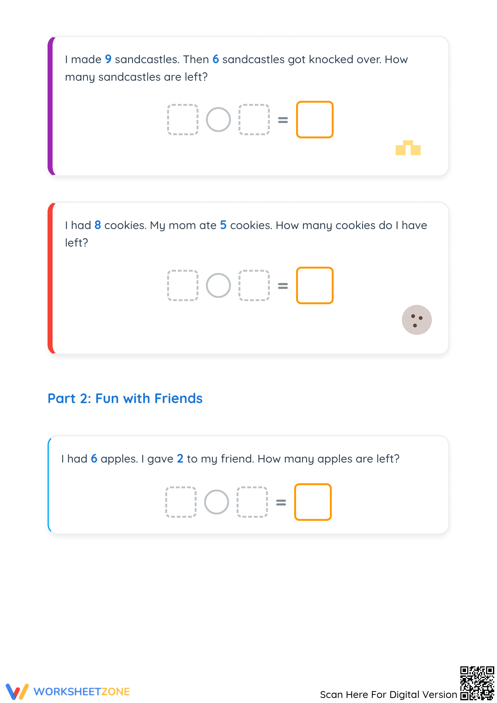 Essential Subtraction Word Problems (Within 10) | Grade 1 - Page 2