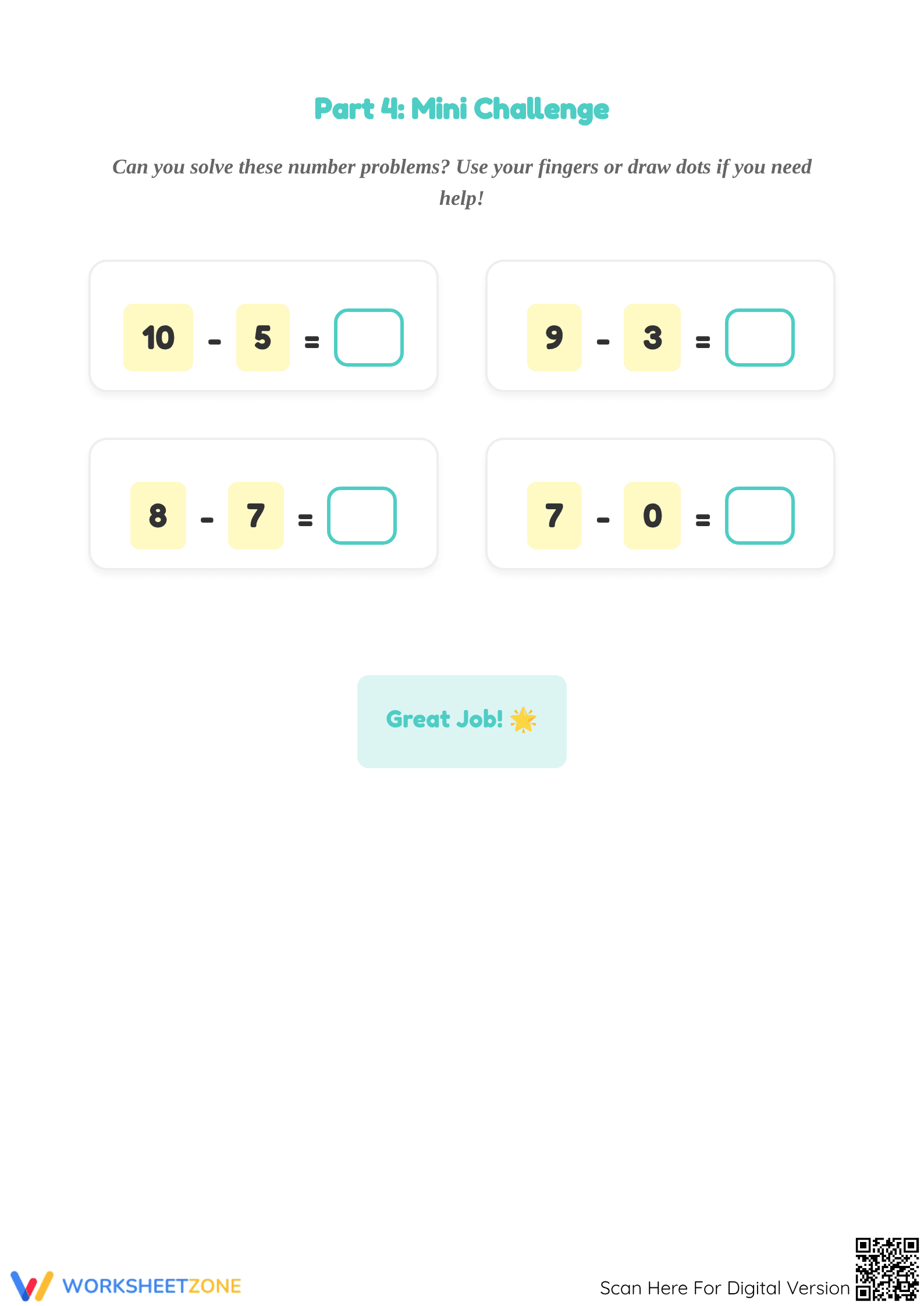 Printable Subtraction within 10 Worksheet | Grade 1 Ready - Page 4