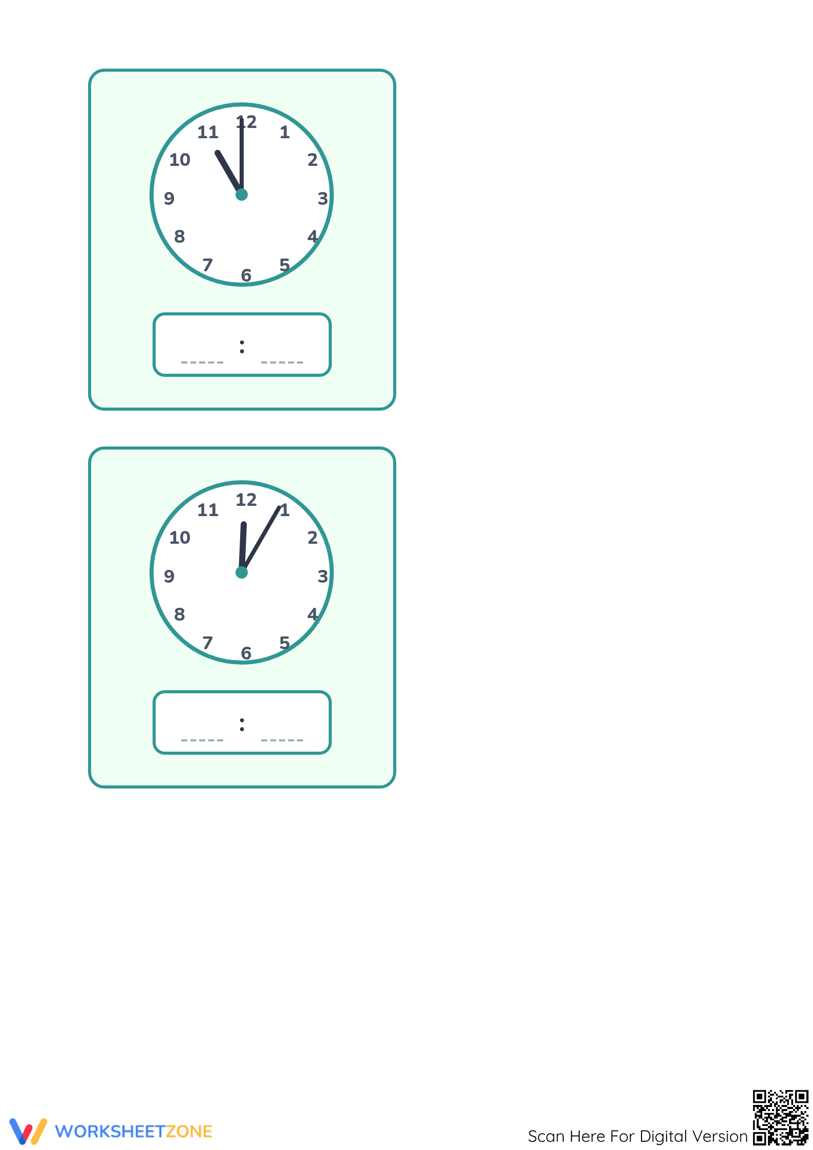 Printable Telling Time to the Minute Worksheet | Grade 3-5 - Page 2