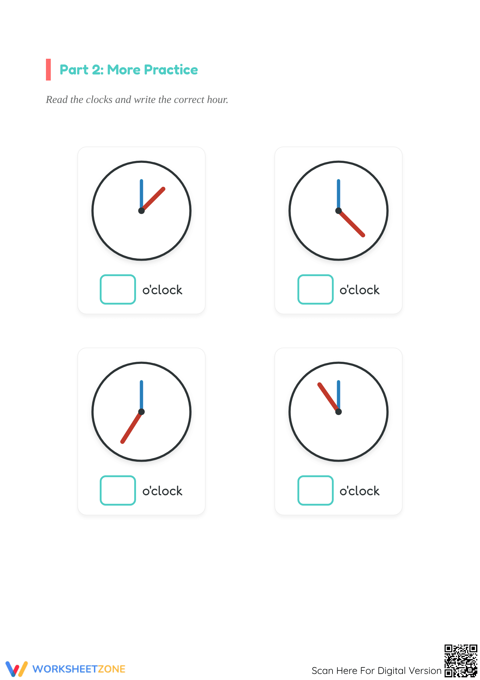 Printable Telling Time Worksheet | Grade 1 Math Practice - Page 3