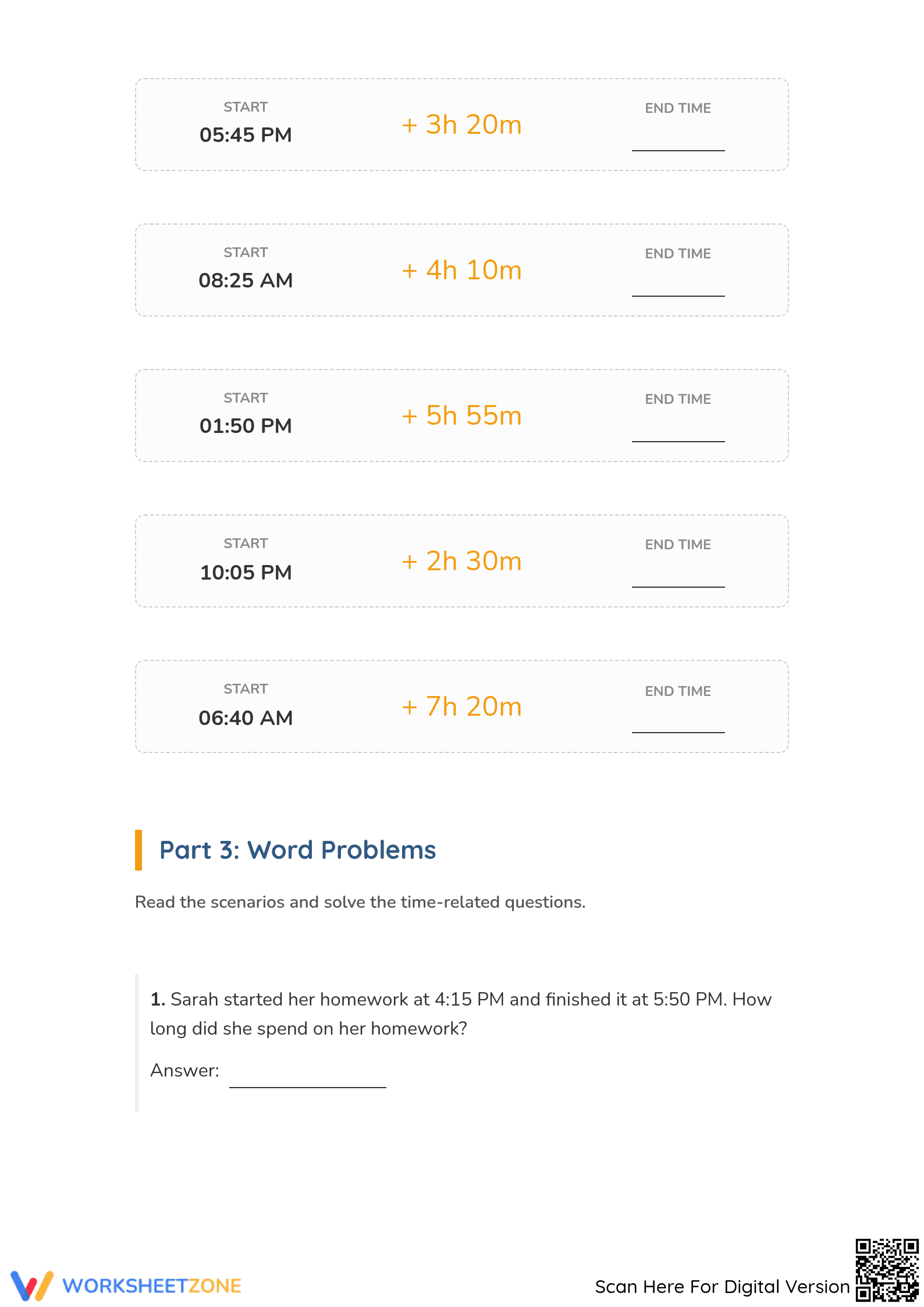 Essential Elapsed Time Intervals Worksheet | Grade 3-5 Math - Page 3