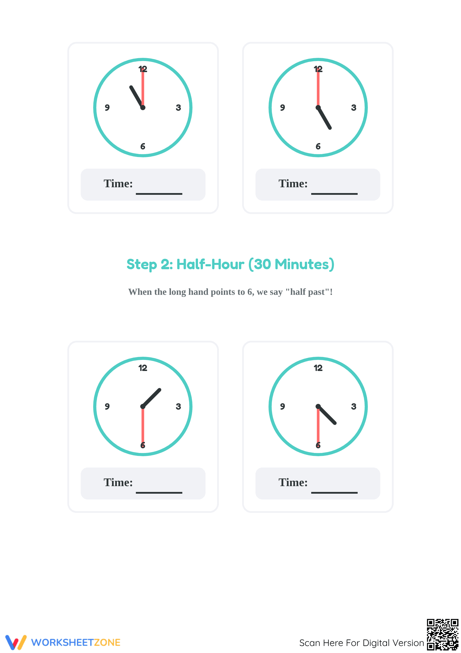 Essential Telling Time Worksheet | Grade 1 & 2 Math - Page 2