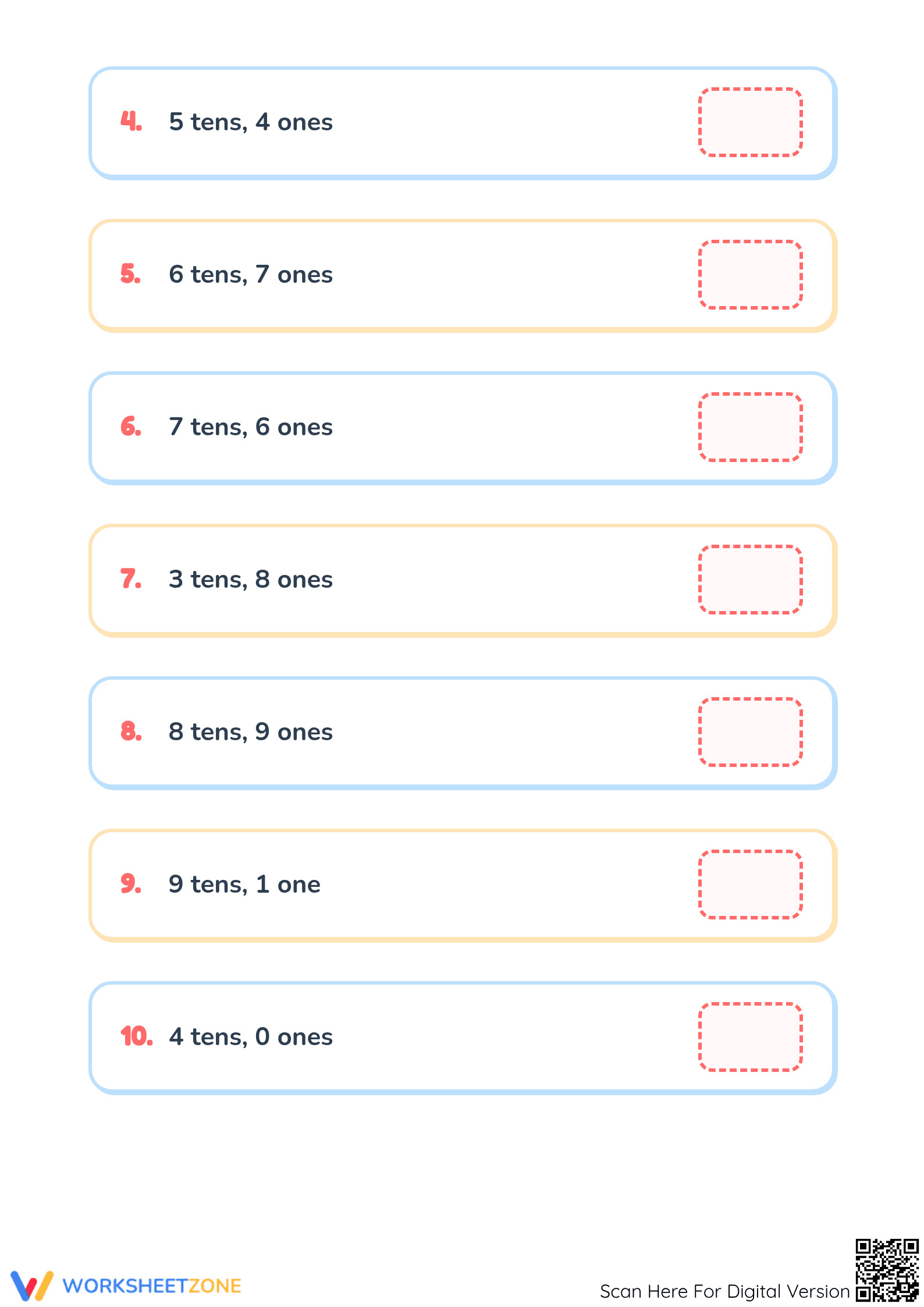 Printable Tens and Ones Worksheet | Grade 1 Math Essential - Page 2