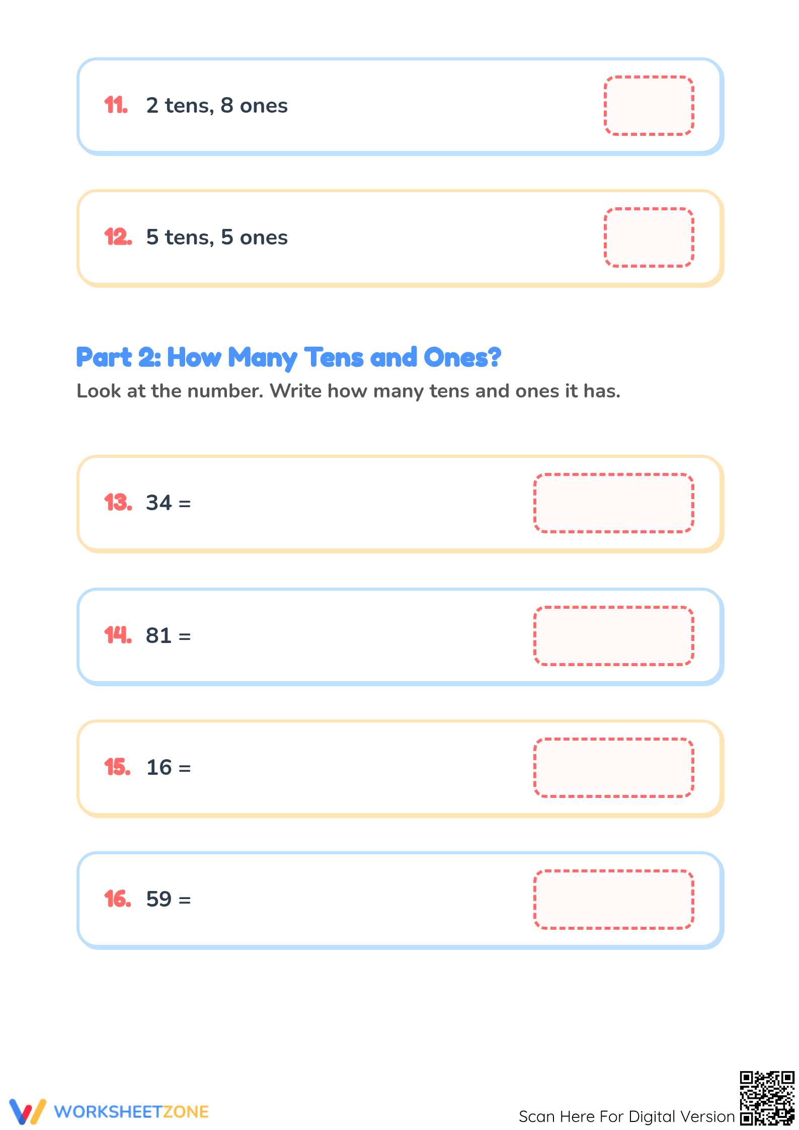 Printable Tens and Ones Worksheet | Grade 1 Math Essential - Page 3