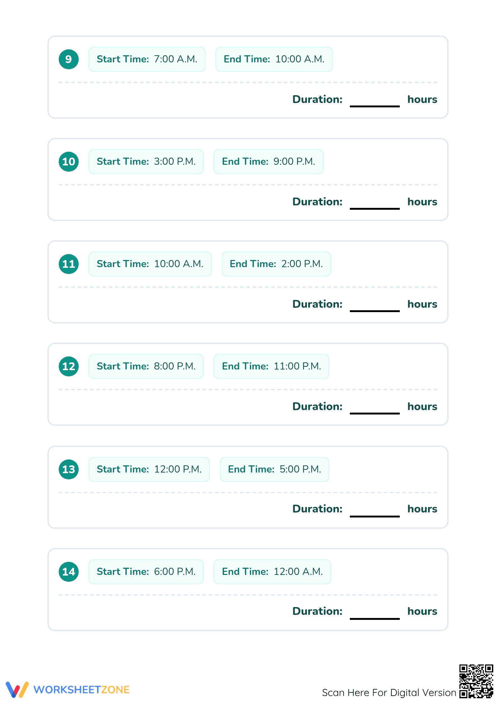 Printable Time Taken in Hours Worksheet | Grade 3-5 - Page 3