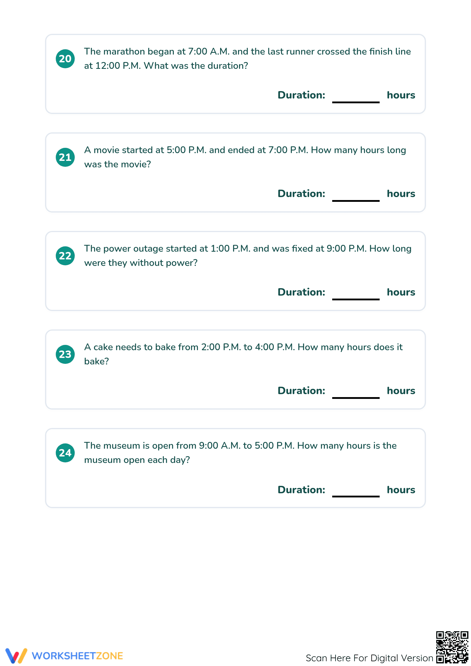 Printable Time Taken in Hours Worksheet | Grade 3-5 - Page 5
