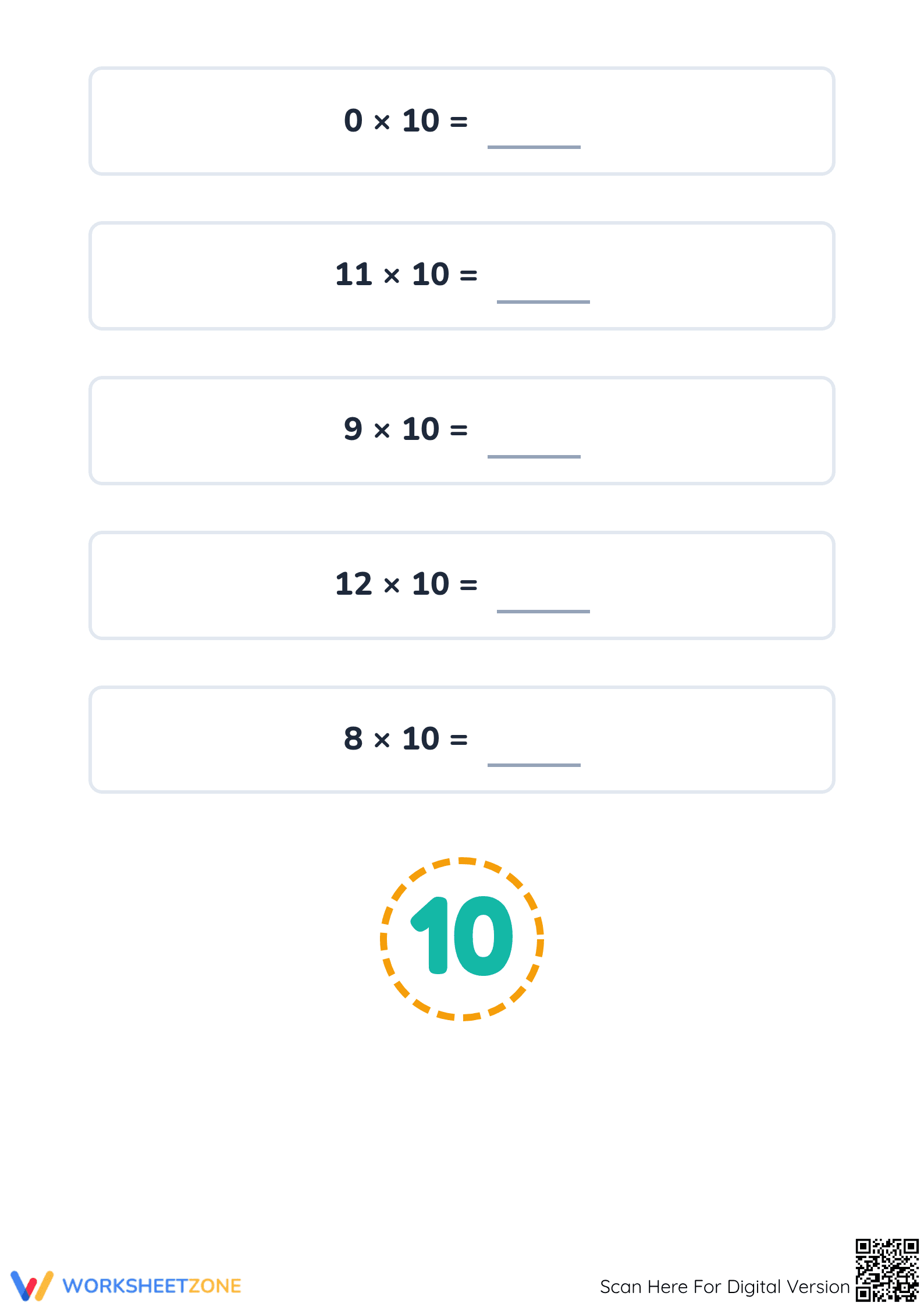 Printable Multiplying 10 Skip Counting Worksheet - Page 3