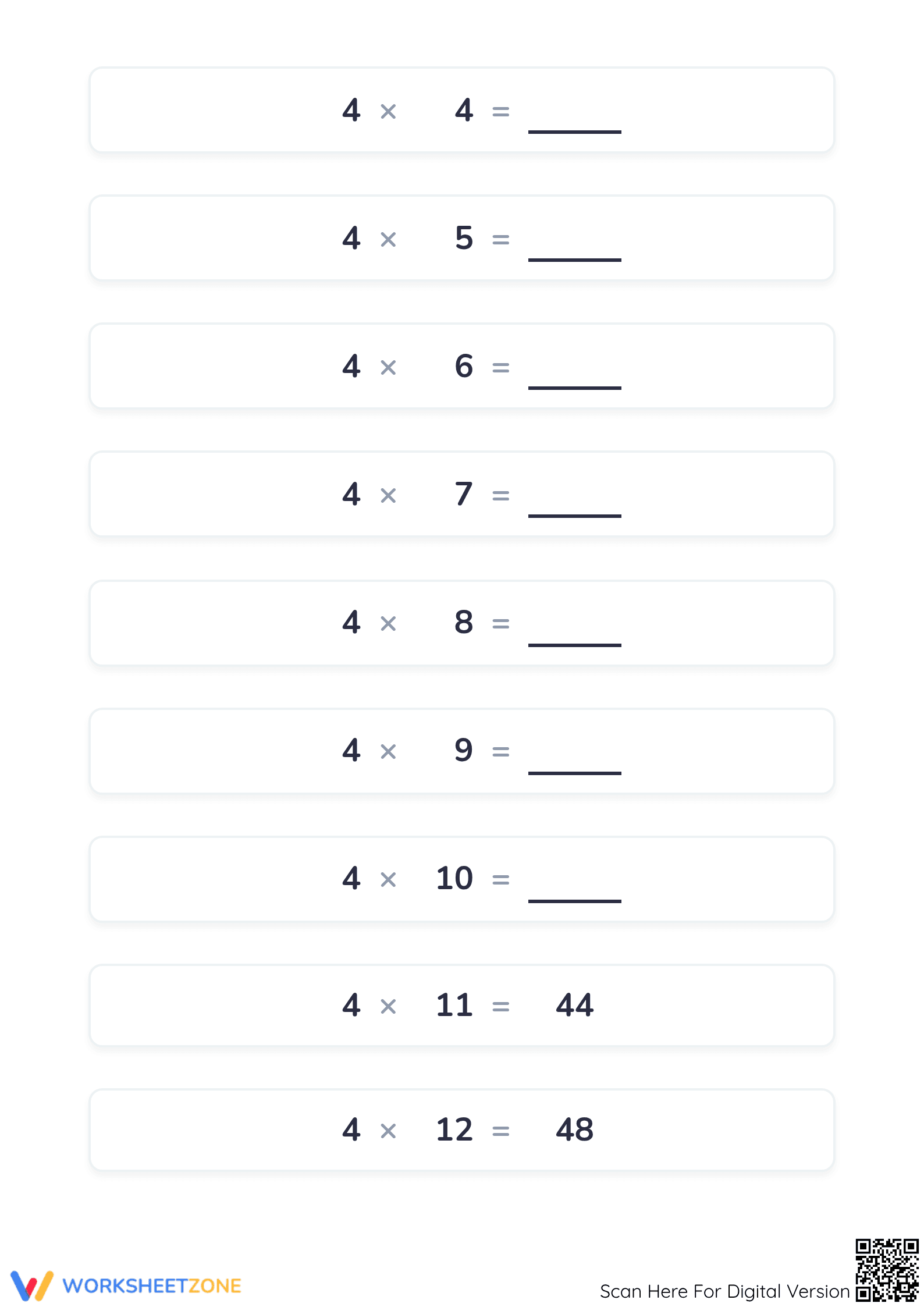 Essential Multiplication Tables 3 to 5 Practice - Grade 3 - Page 3