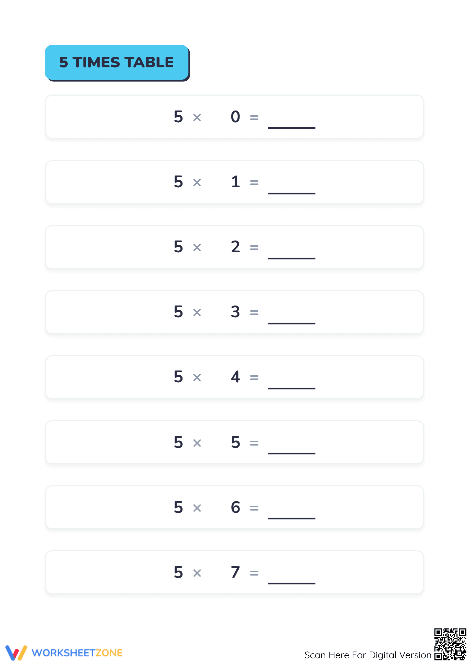 Essential Multiplication Tables 3 to 5 Practice - Grade 3 - Page 4