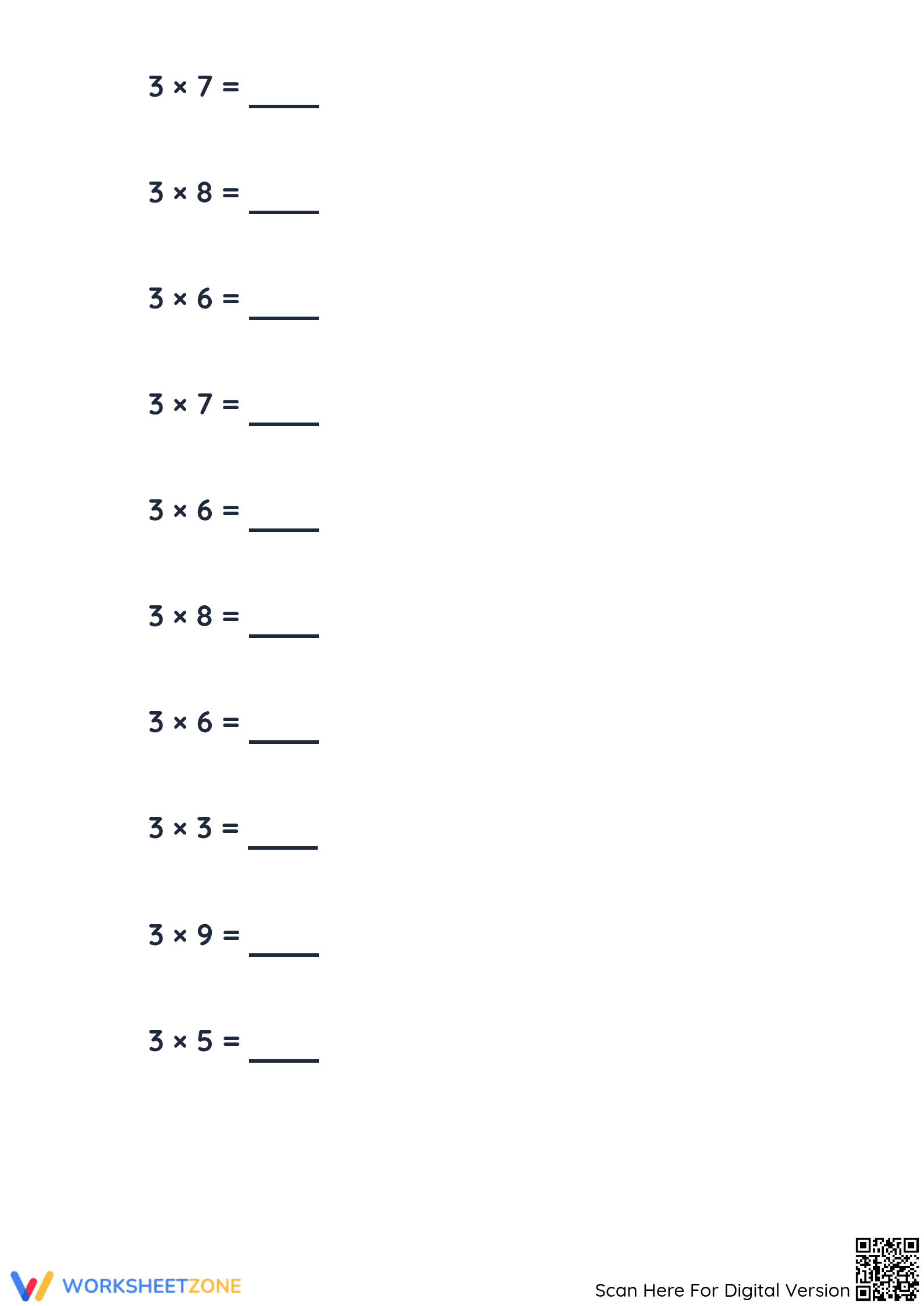 3 Times Tables Worksheet | Grade 3 Printable Math Ready - Page 5