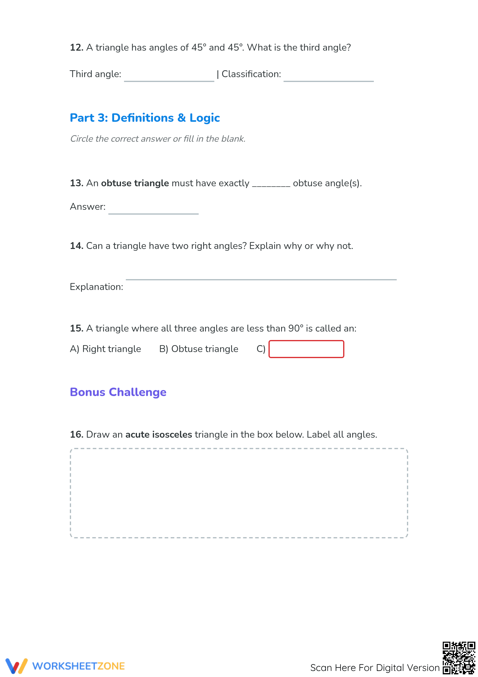 Classifying Triangles Worksheet | Printable Grade 5 Math - Page 3