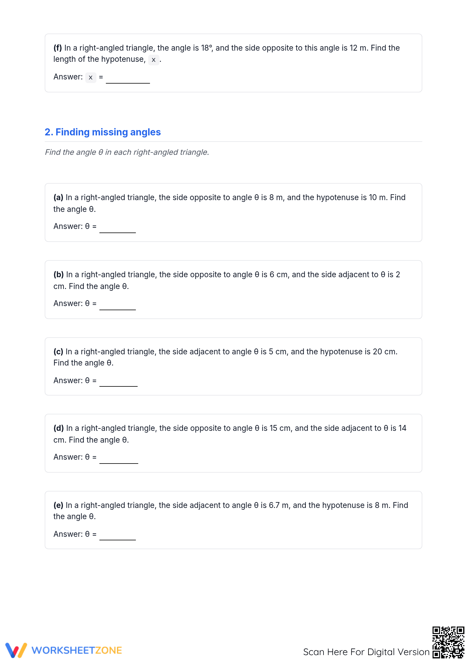Essential Trigonometry Worksheet | Grade 9-10 Math - Page 2