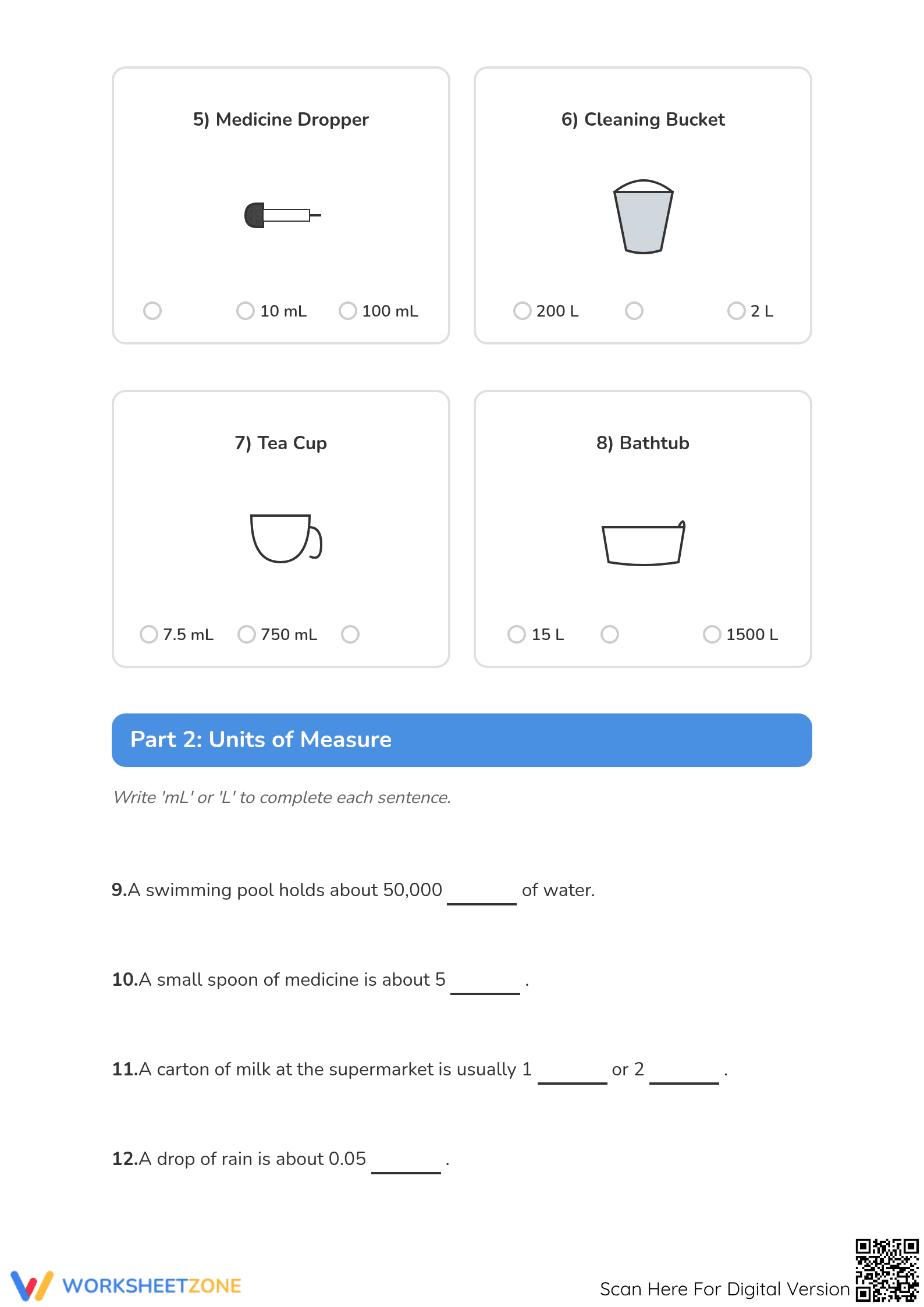 Grade 2 Capacity & Volume — Printable No-Prep Worksheet - Page 2